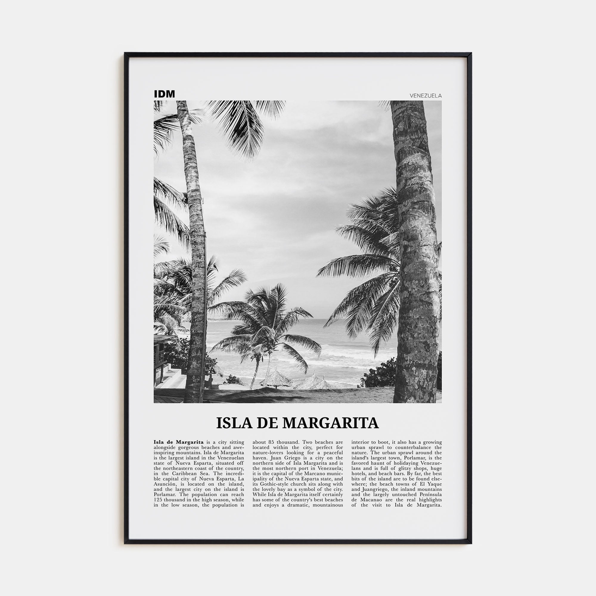 Isla de Margarita Travel B&W Poster