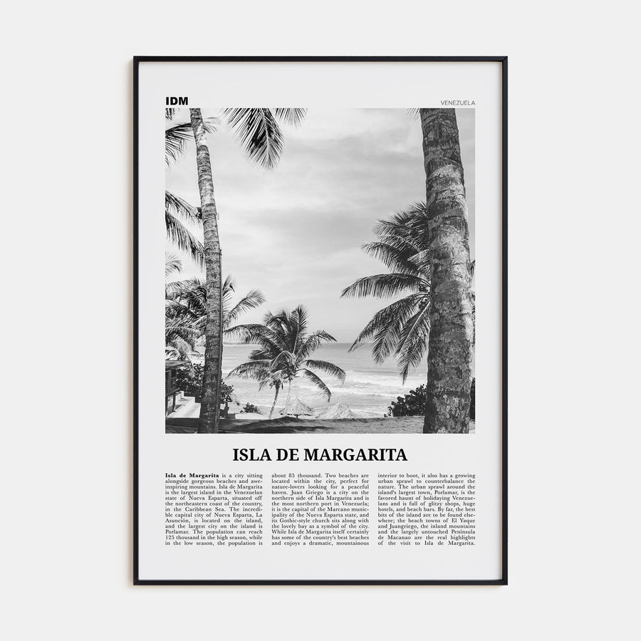 Isla de Margarita Travel B&W Poster