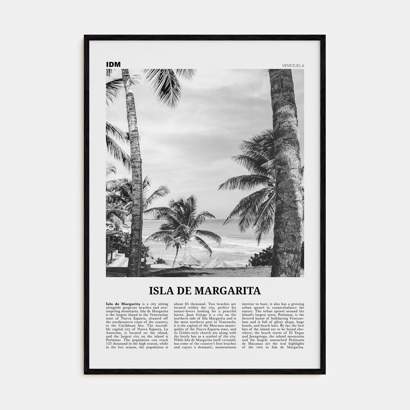 Isla de Margarita Travel B&W Poster