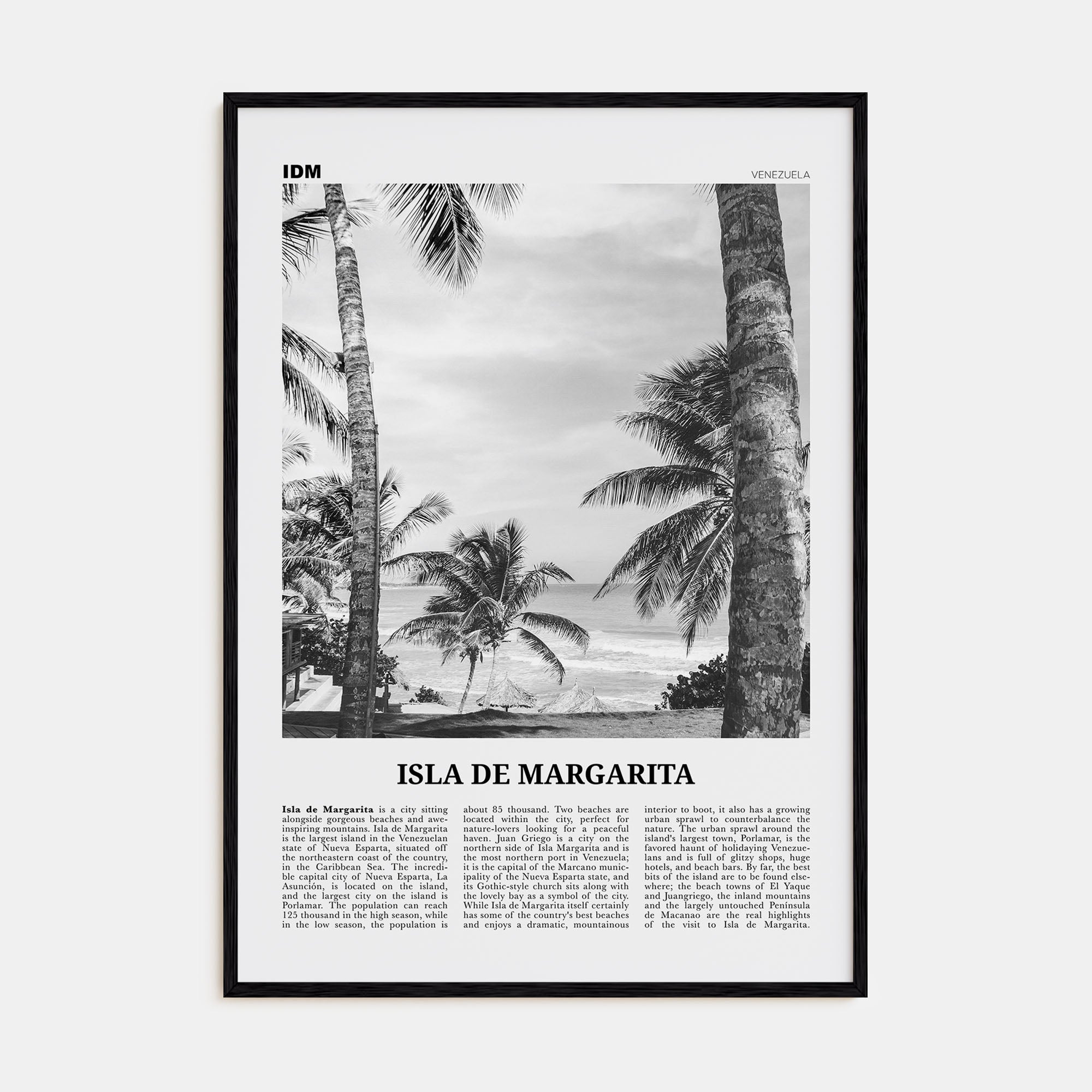 Isla de Margarita Travel B&W Poster
