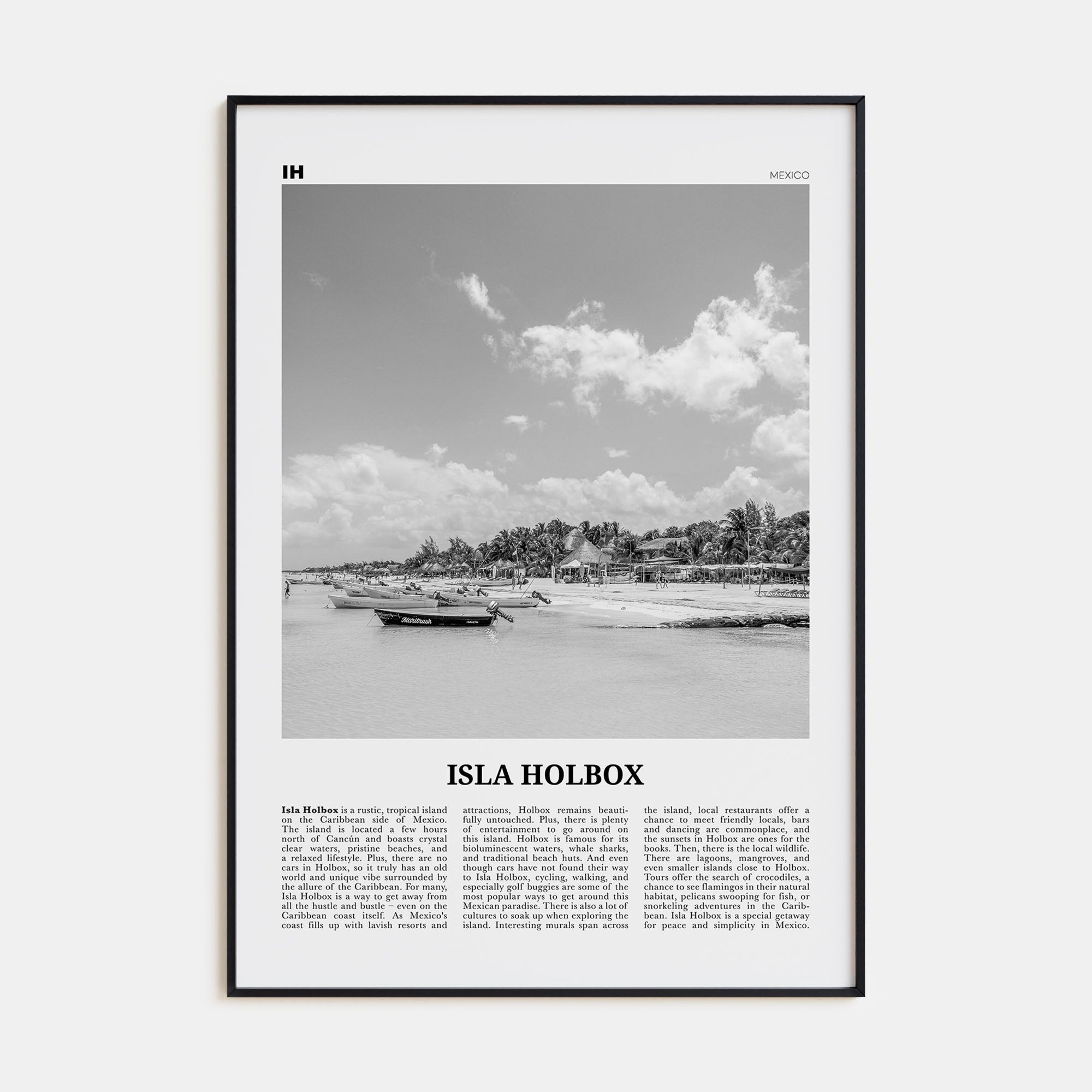 Isla Holbox Travel B&W Poster