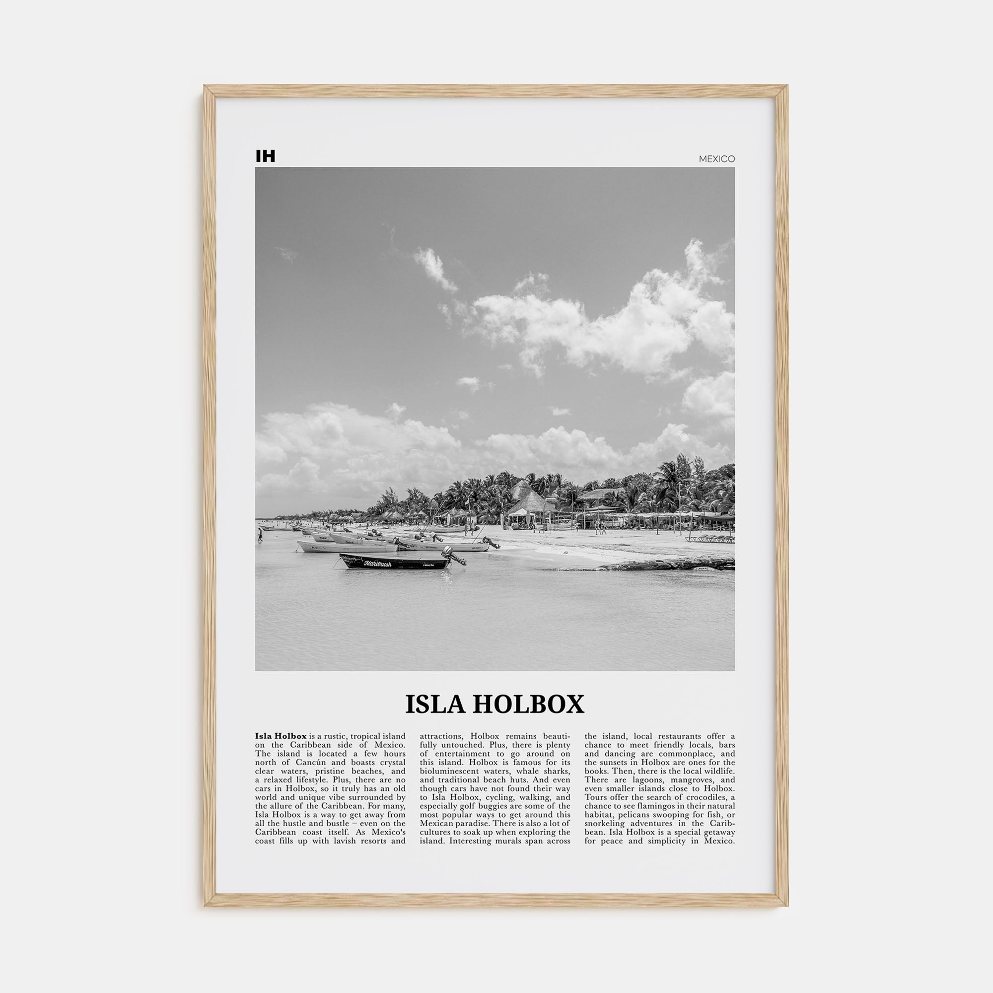 Isla Holbox Travel B&W Poster