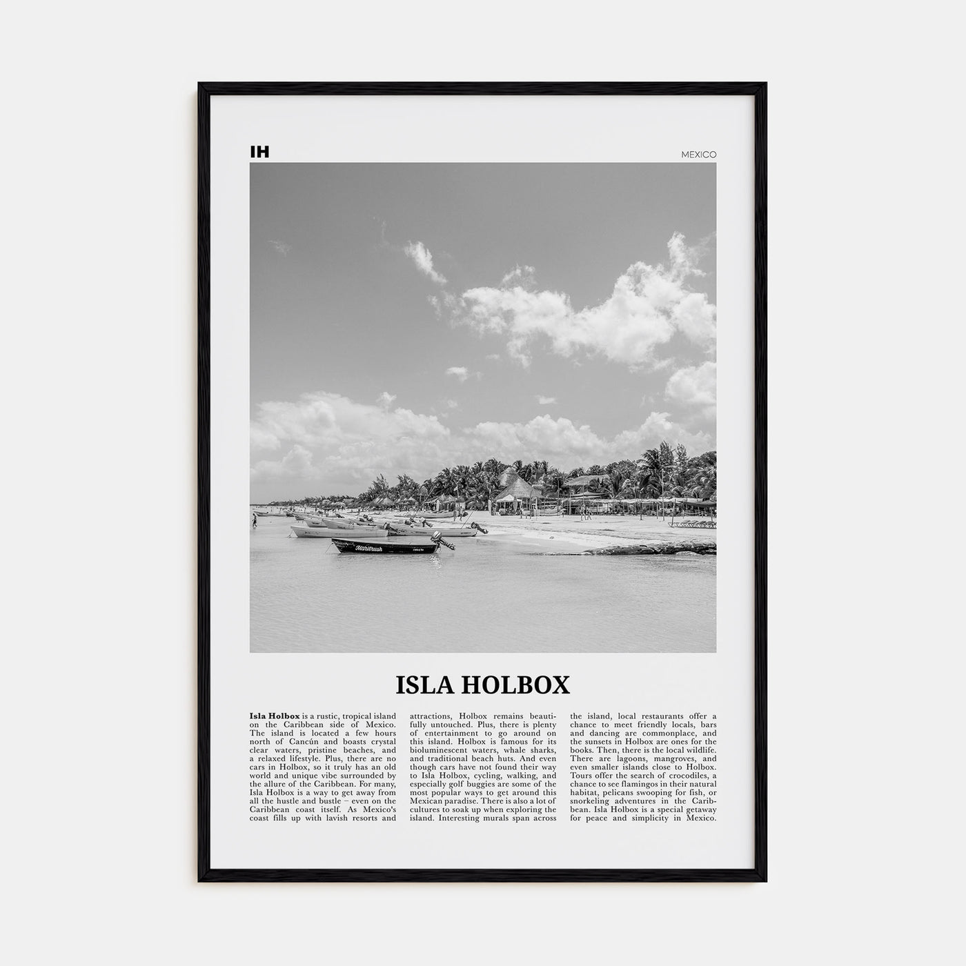 Isla Holbox Travel B&W Poster