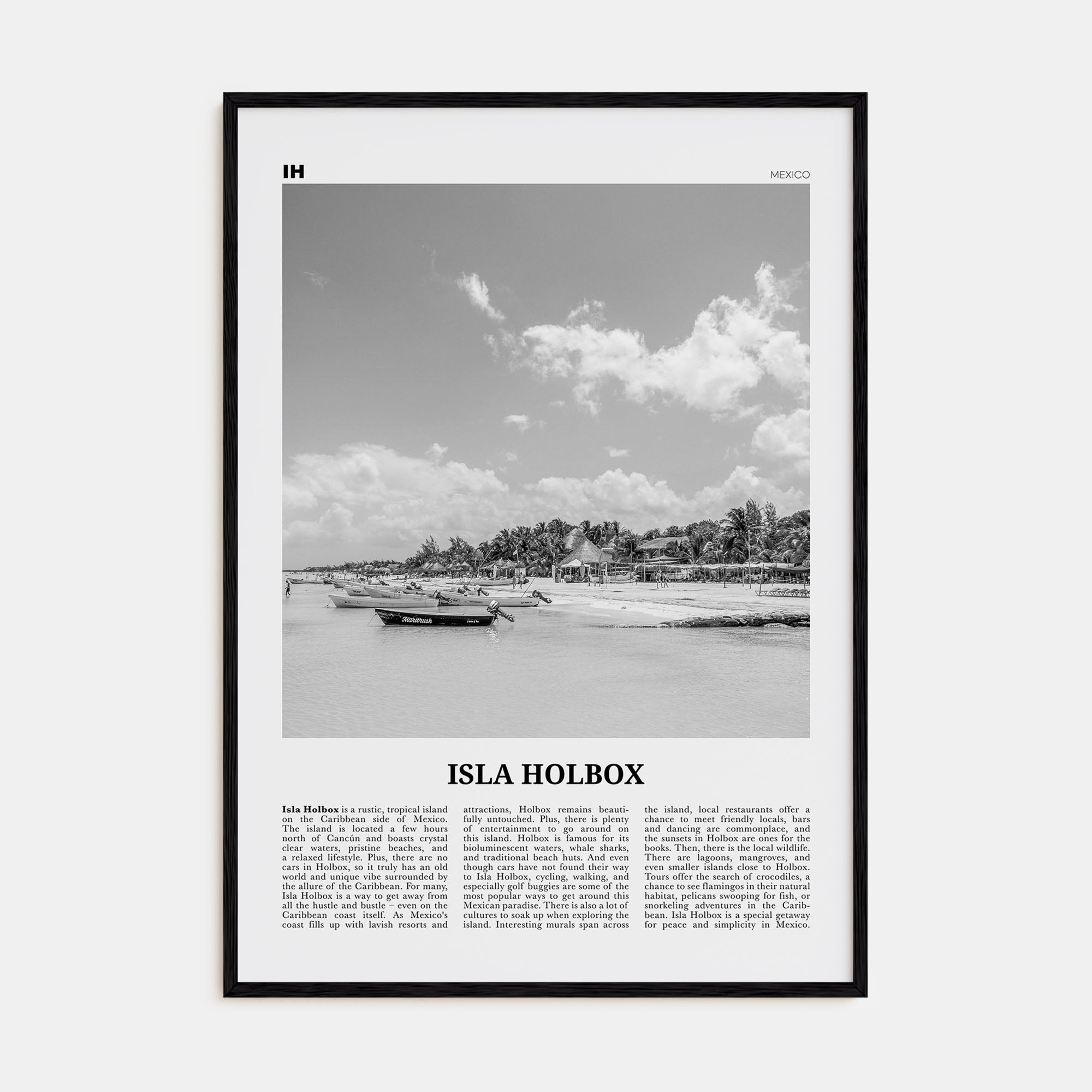 Isla Holbox Travel B&W Poster