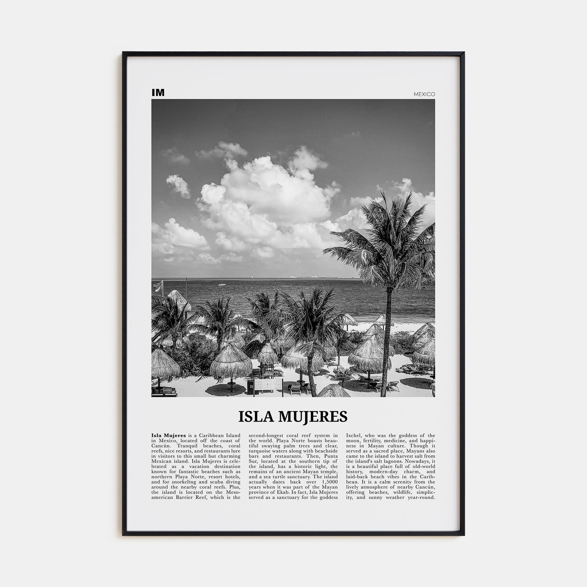 Isla Mujeres Travel B&W Poster