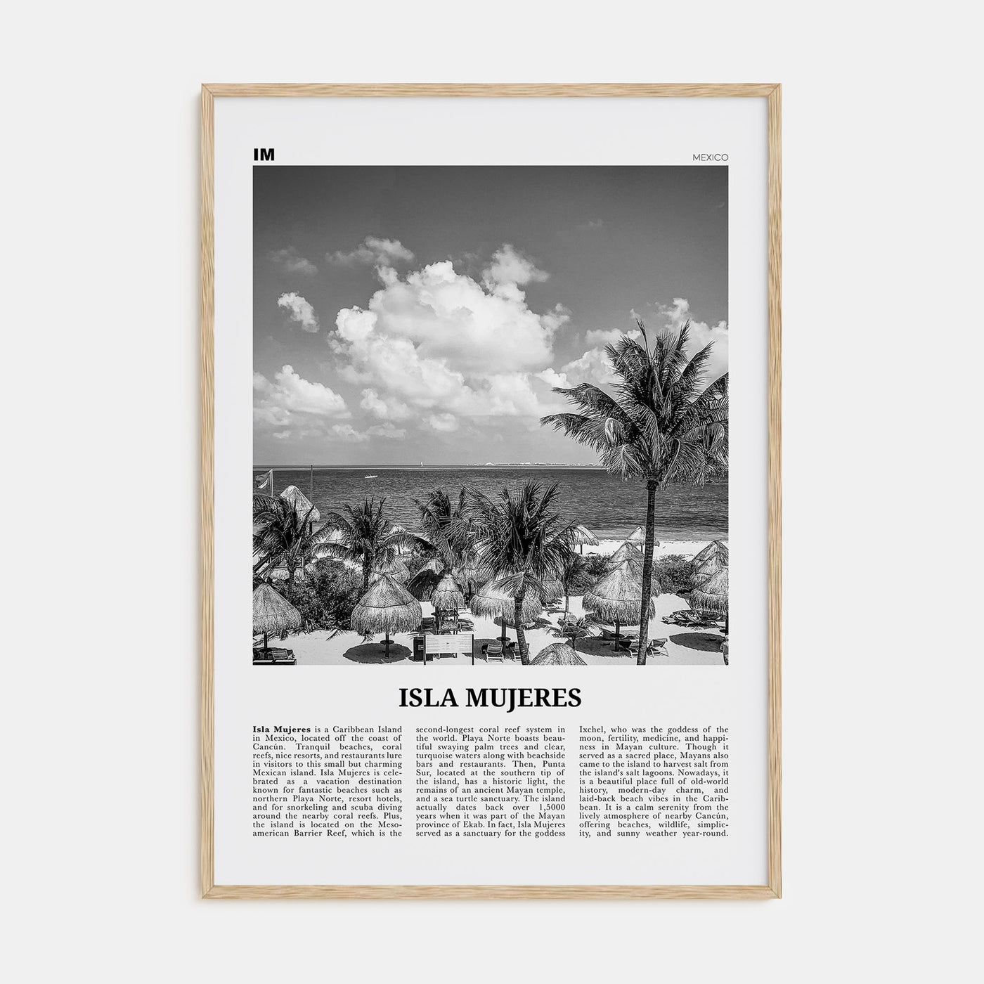 Isla Mujeres Travel B&W Poster