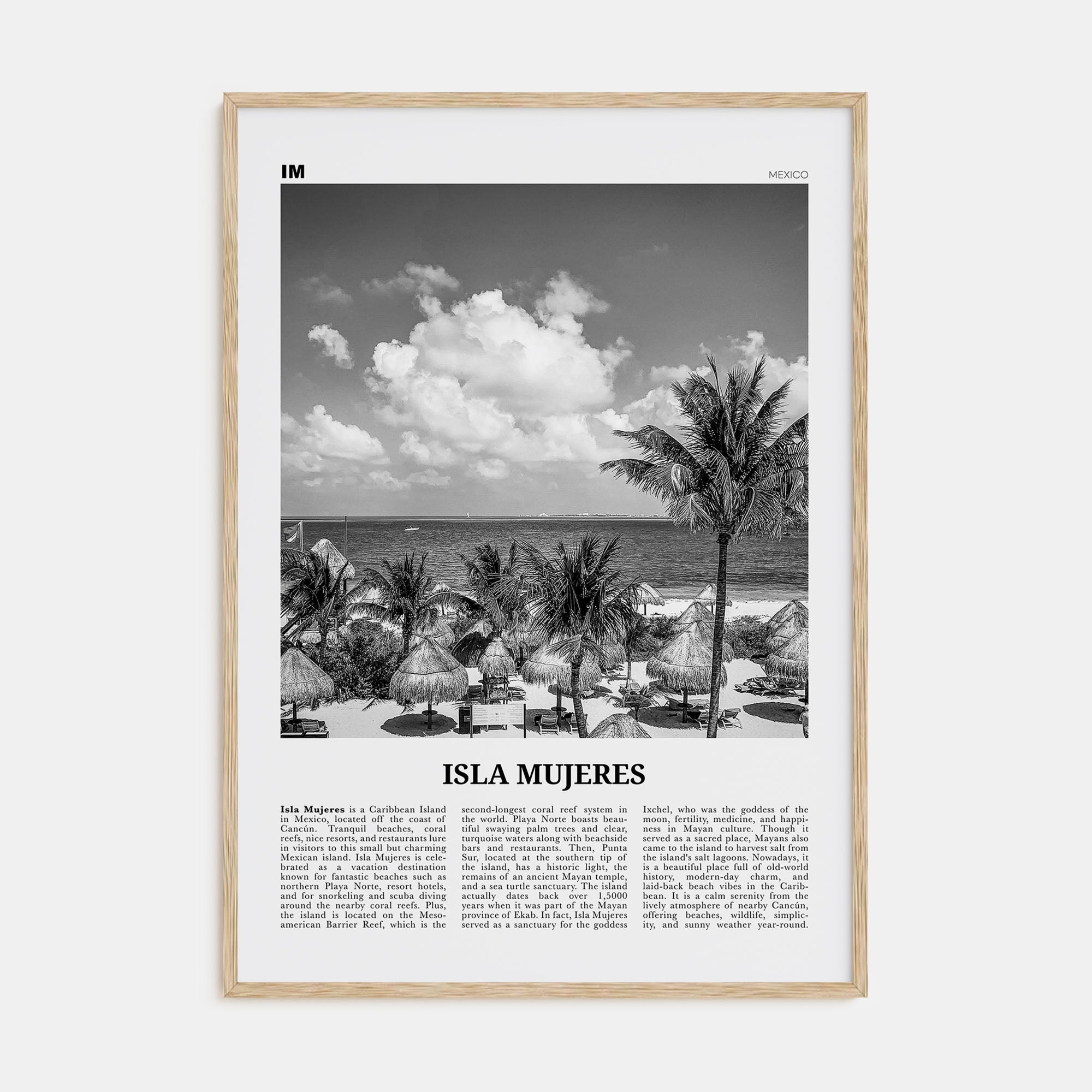 Isla Mujeres Travel B&W Poster