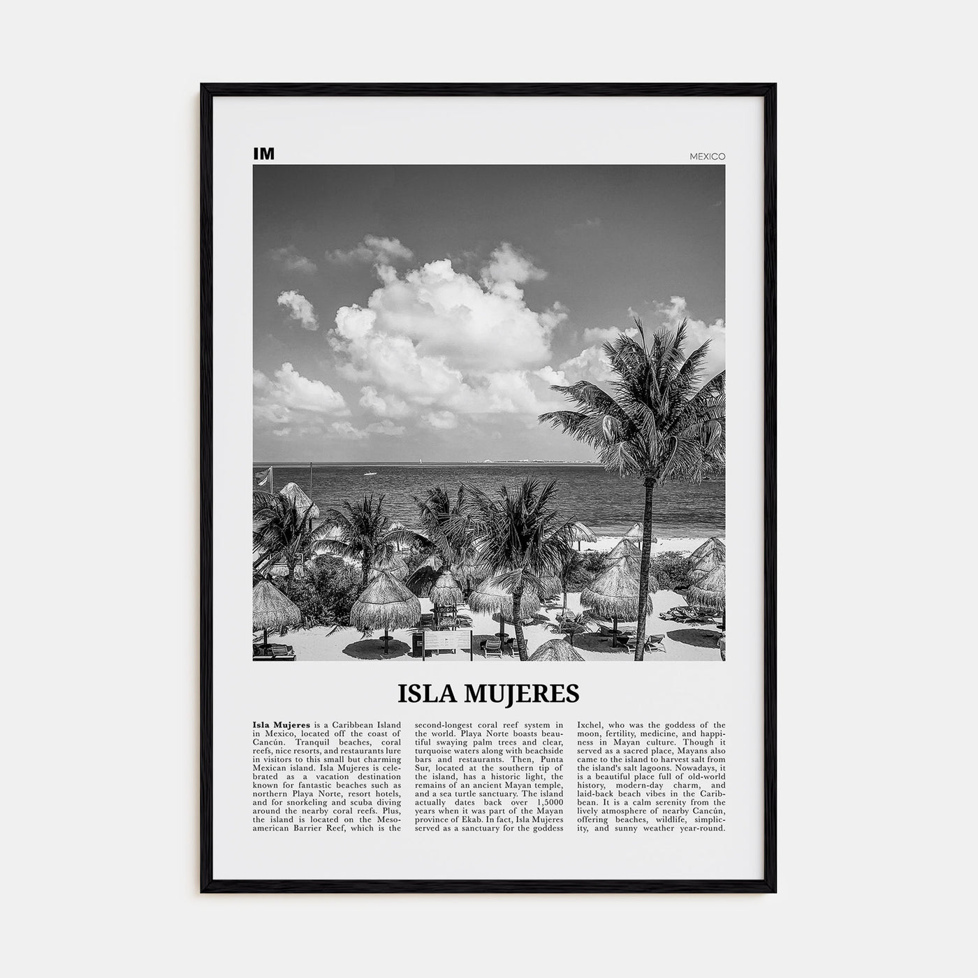 Isla Mujeres Travel B&W Poster