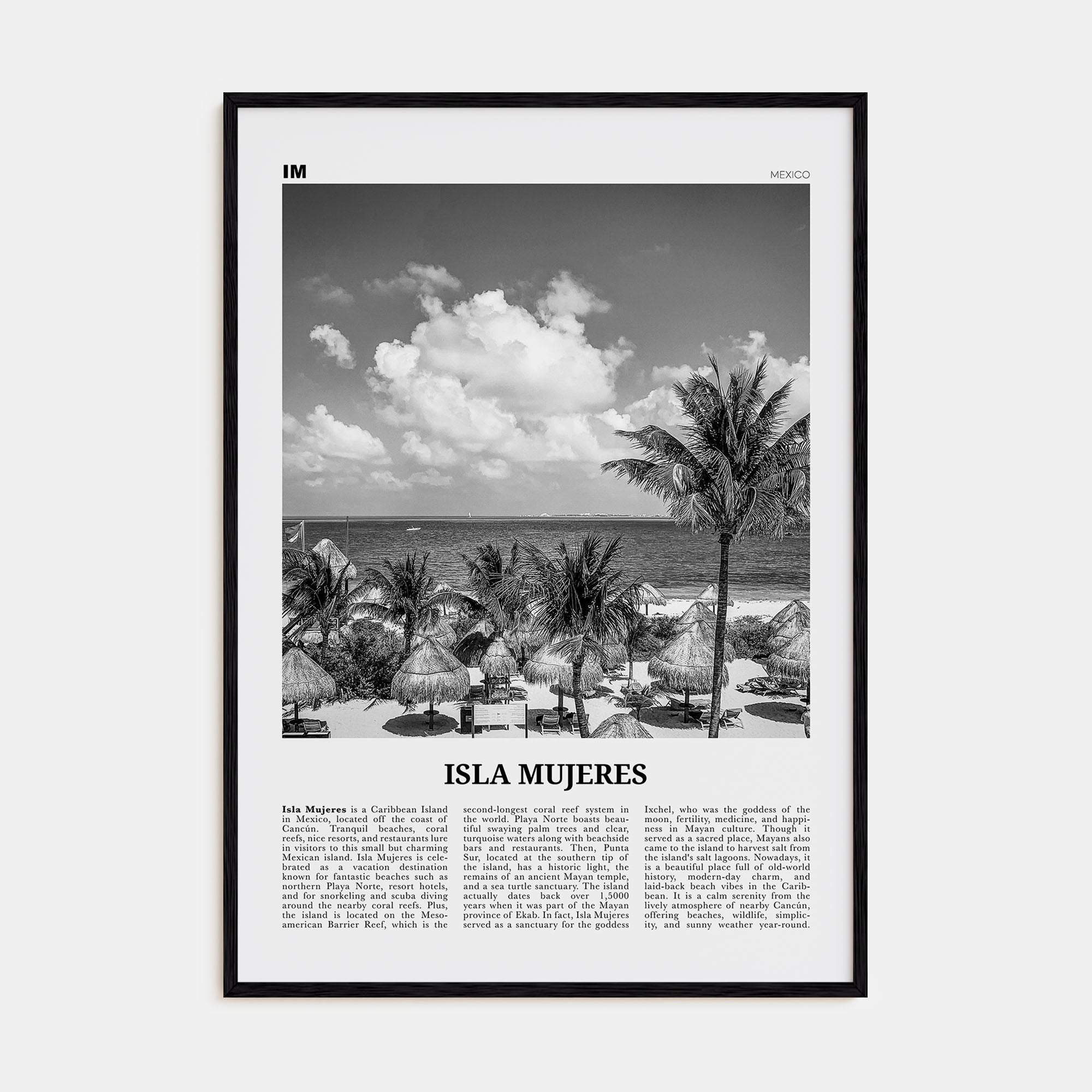 Isla Mujeres Travel B&W Poster