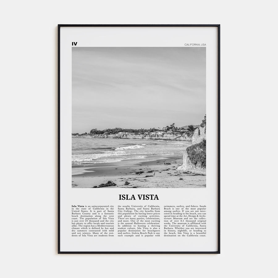 Isla Vista Travel B&W Poster