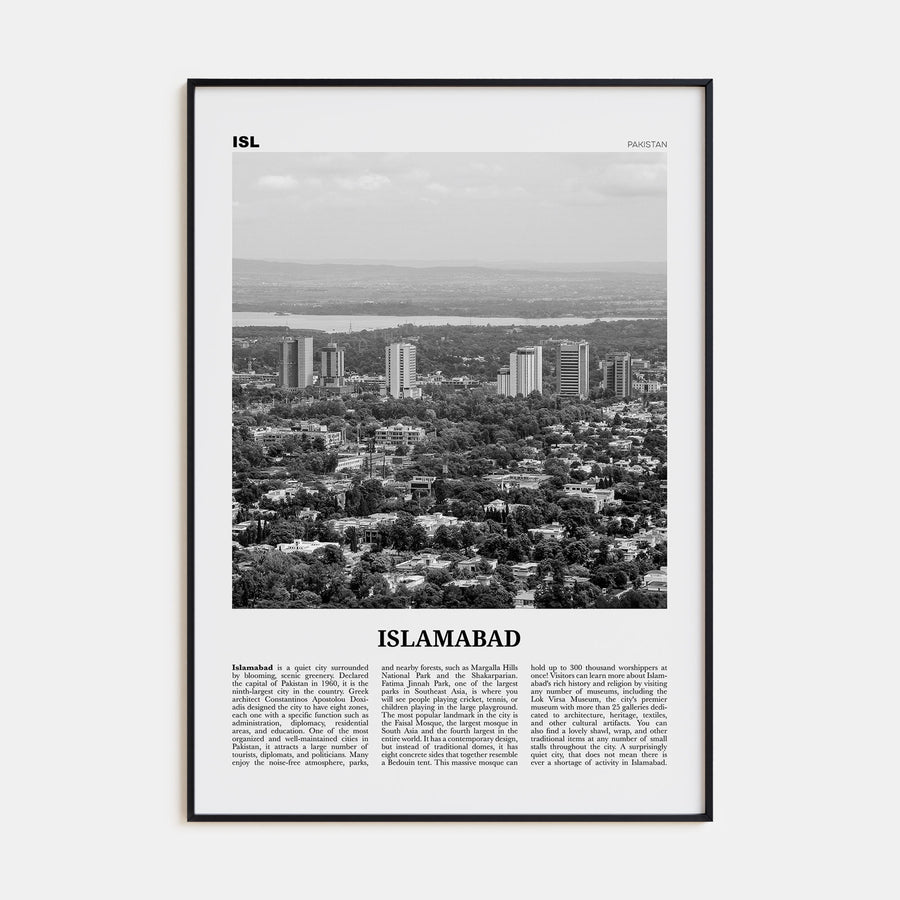 Islamabad Travel B&W Poster