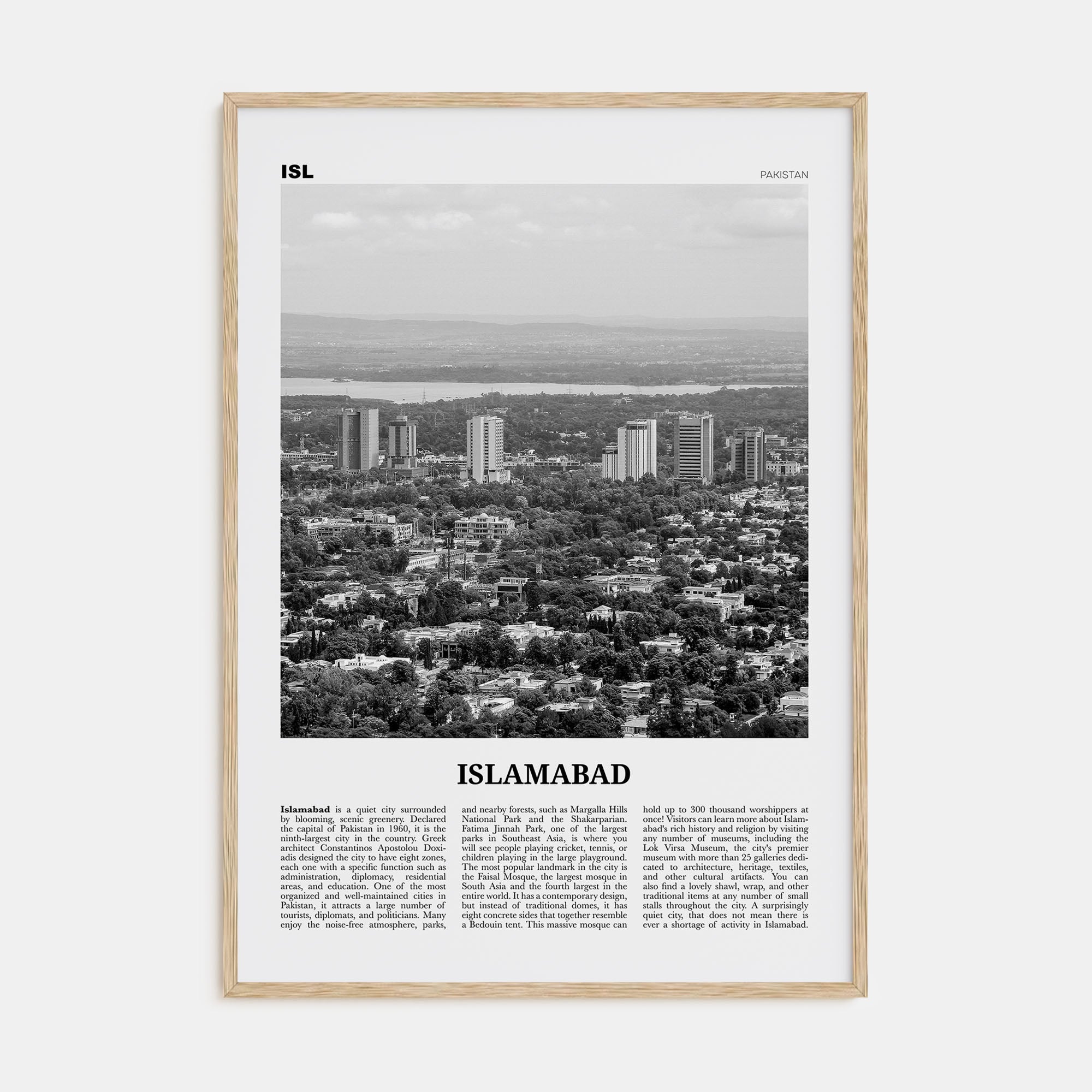 Islamabad Travel B&W Poster