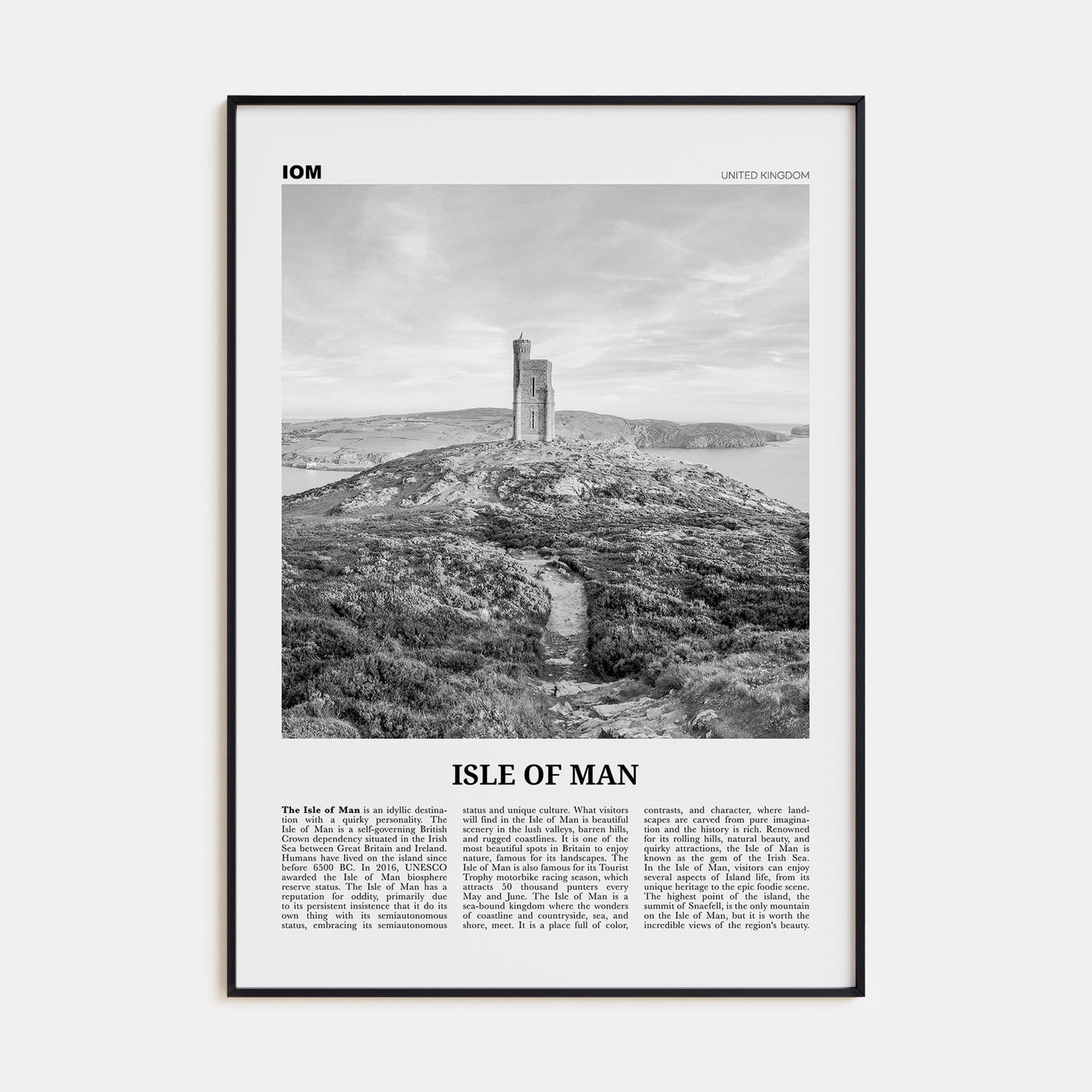 Isle of Man Travel B&W Poster