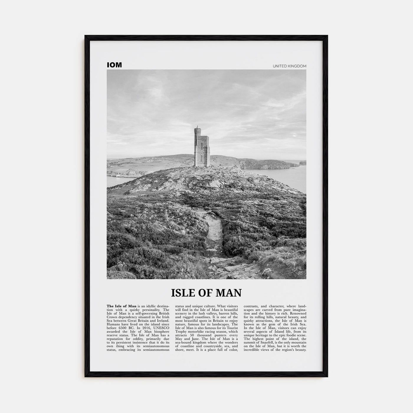 Isle of Man Travel B&W Poster
