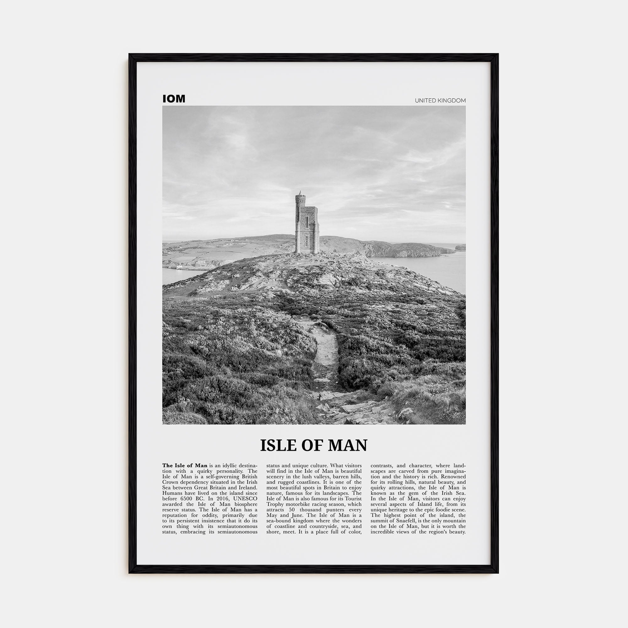 Isle of Man Travel B&W Poster