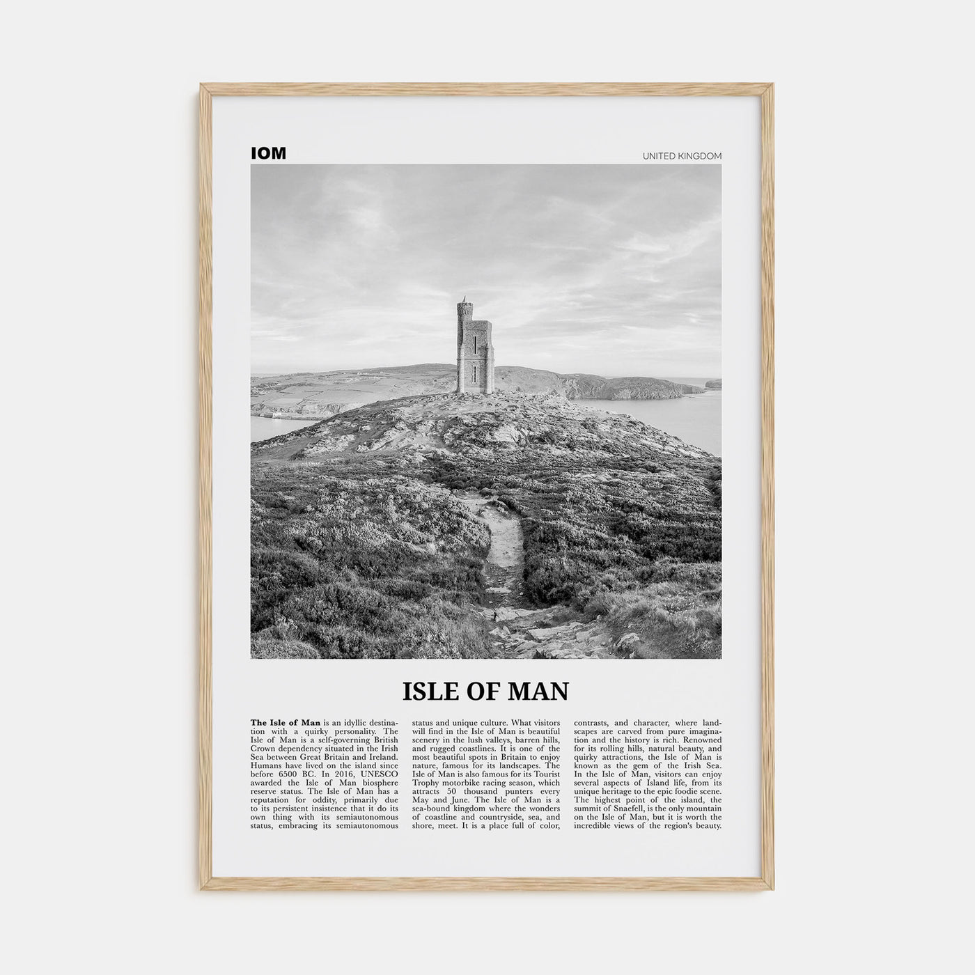 Isle of Man Travel B&W Poster
