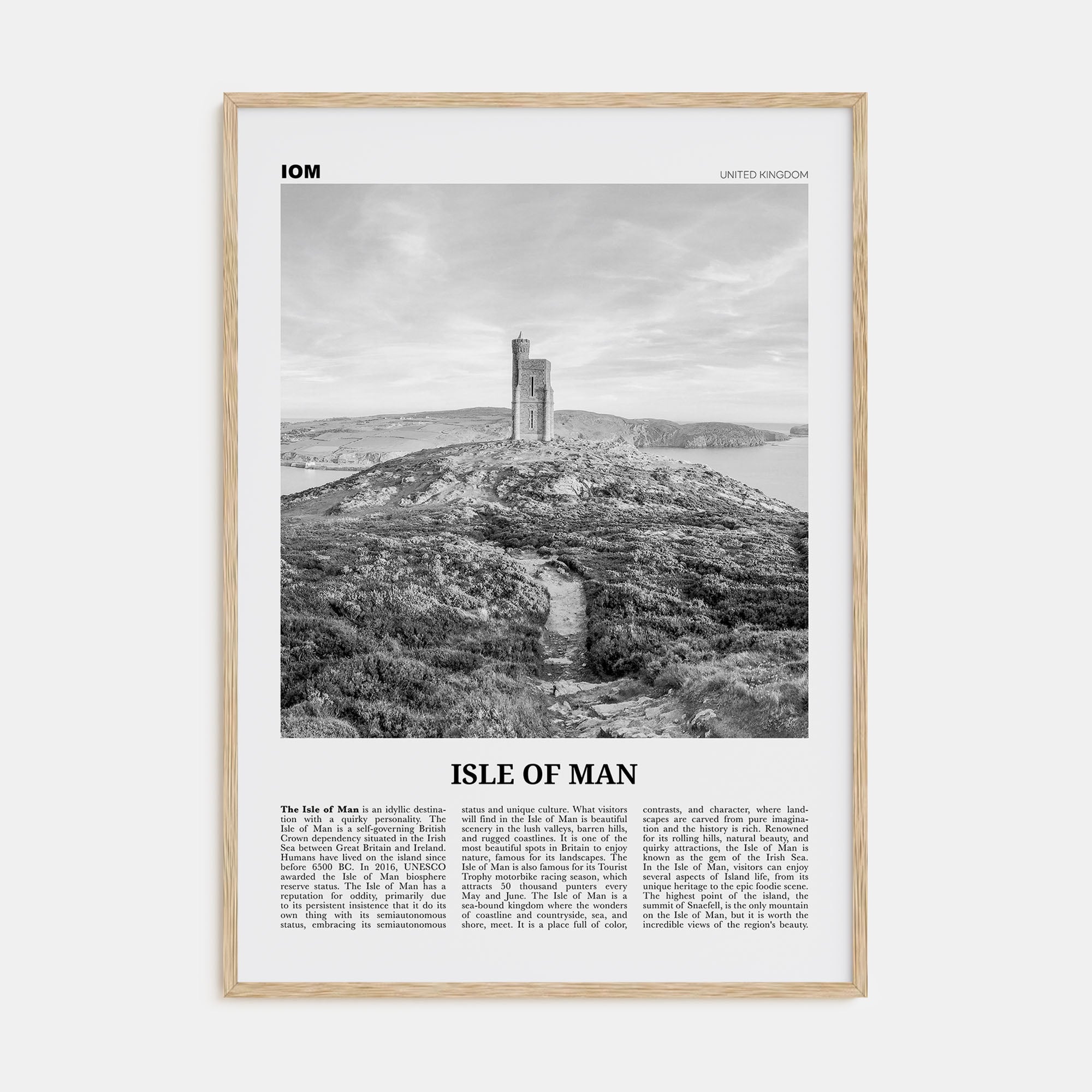 Isle of Man Travel B&W Poster