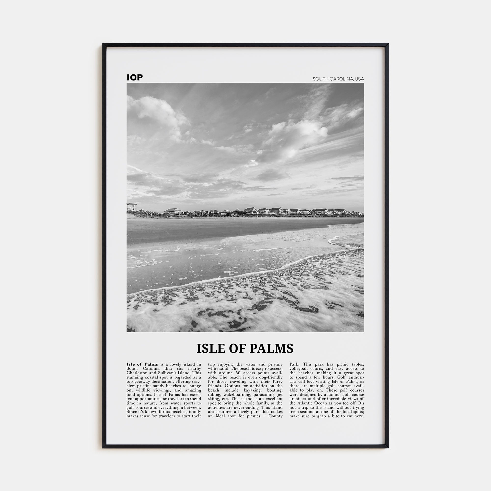 Isle of Palms Travel B&W Poster
