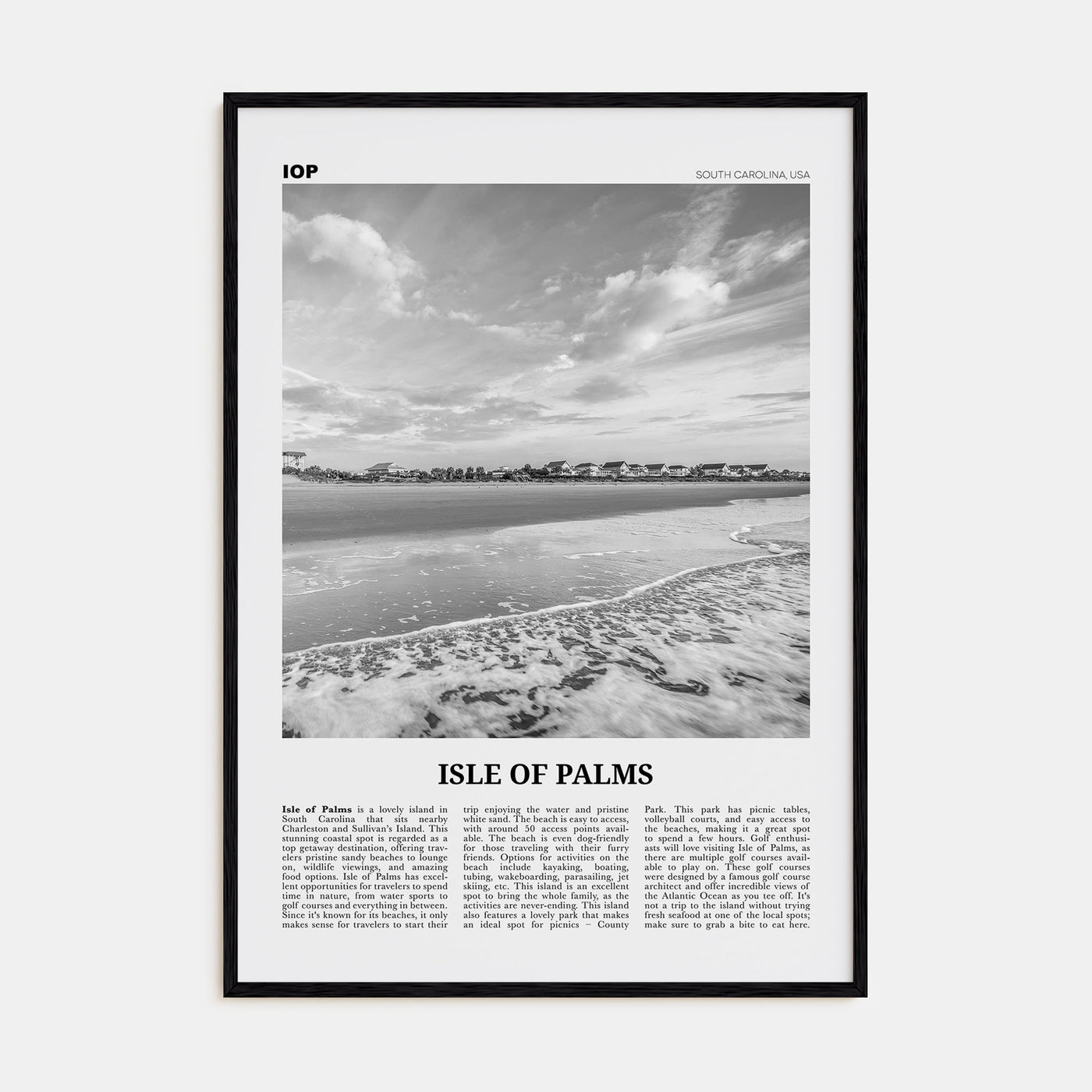 Isle of Palms Travel B&W Poster