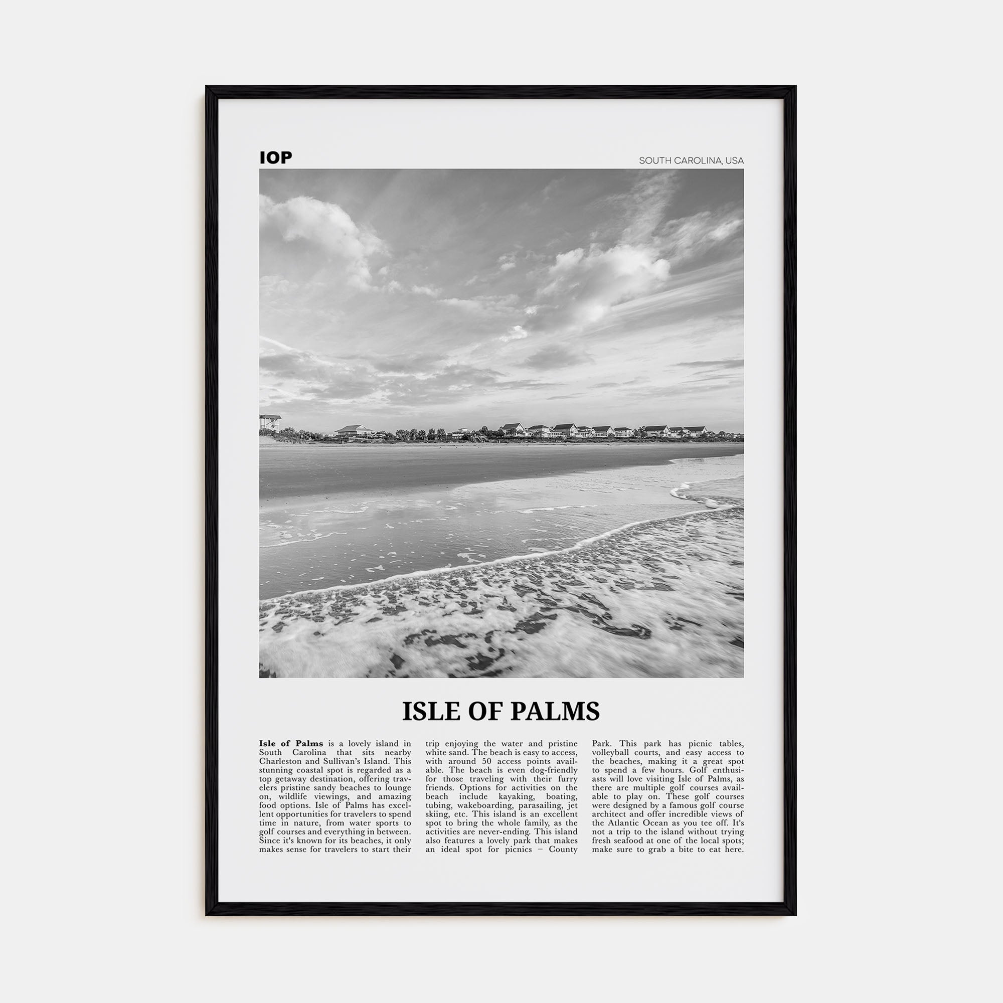Isle of Palms Travel B&W Poster