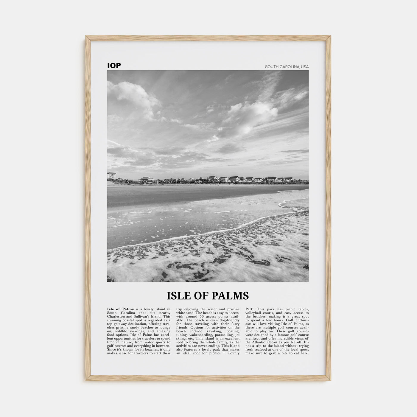 Isle of Palms Travel B&W Poster