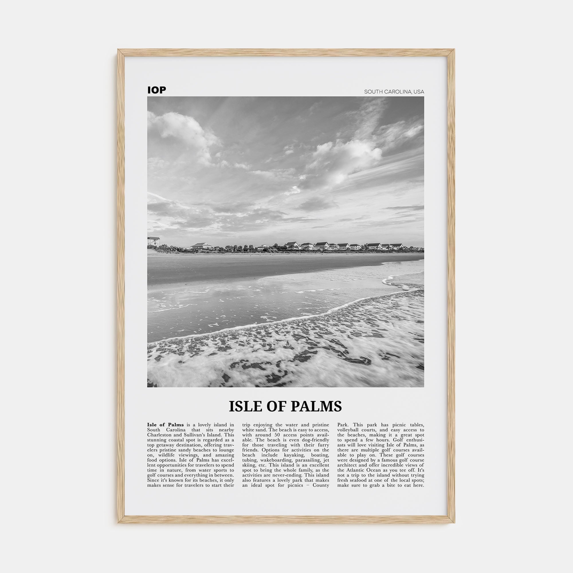 Isle of Palms Travel B&W Poster