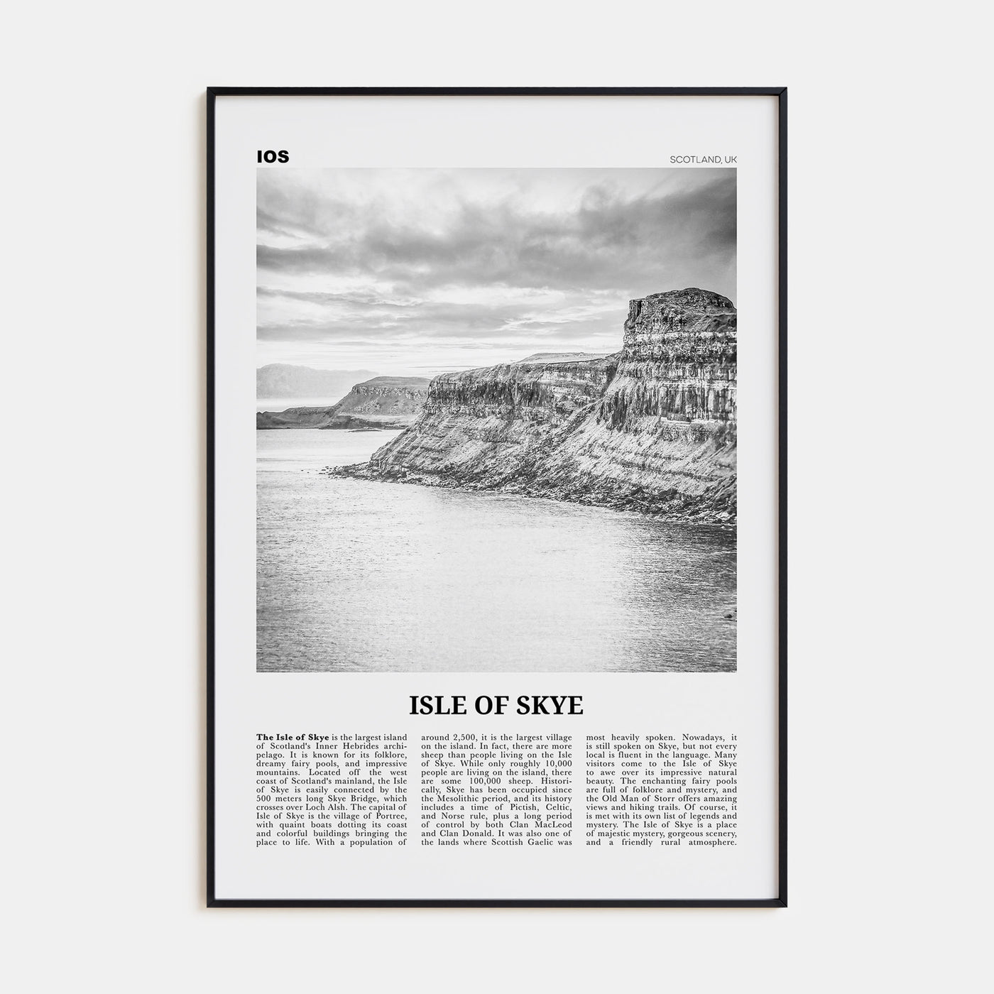 Isle of Skye Travel B&W Poster