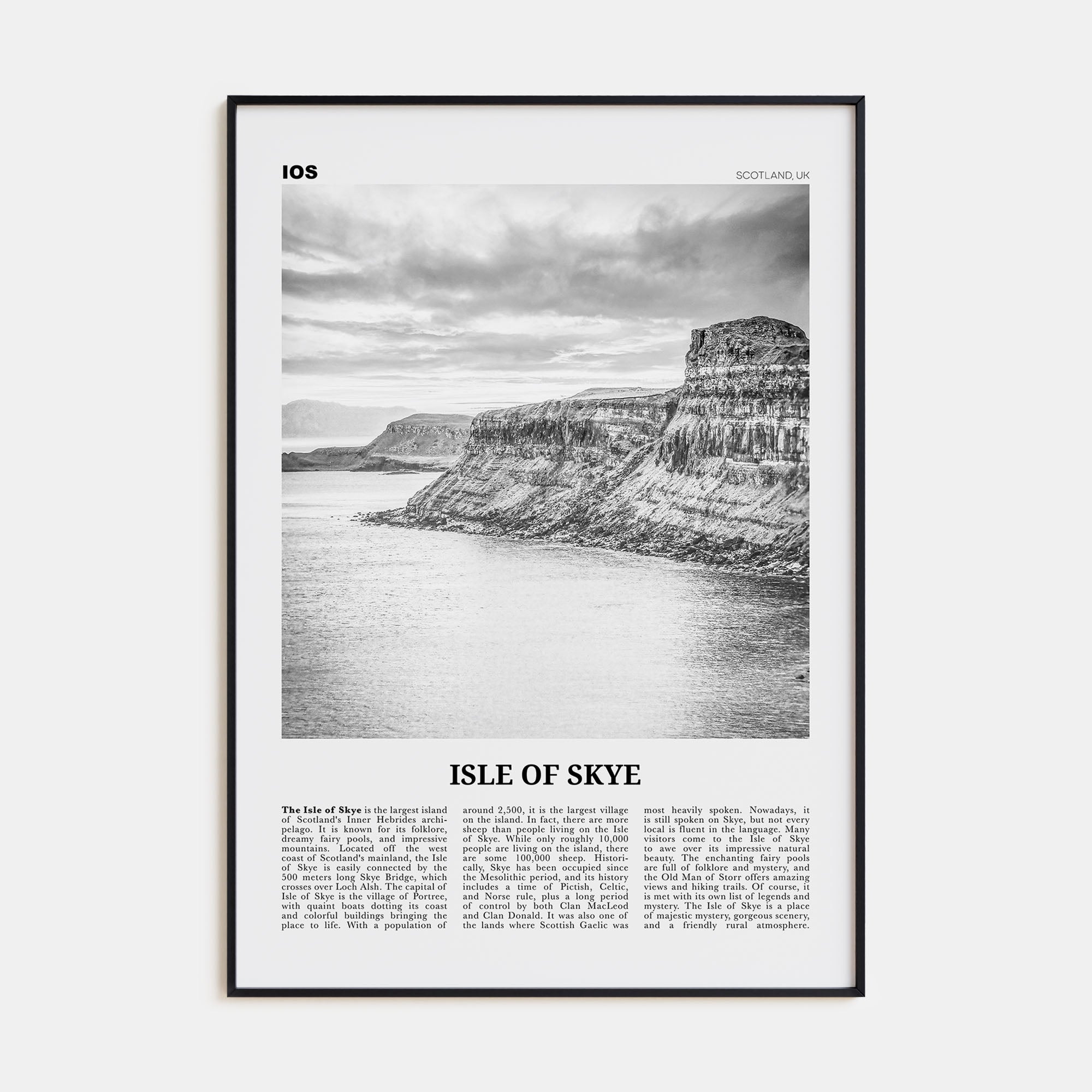 Isle of Skye Travel B&W Poster