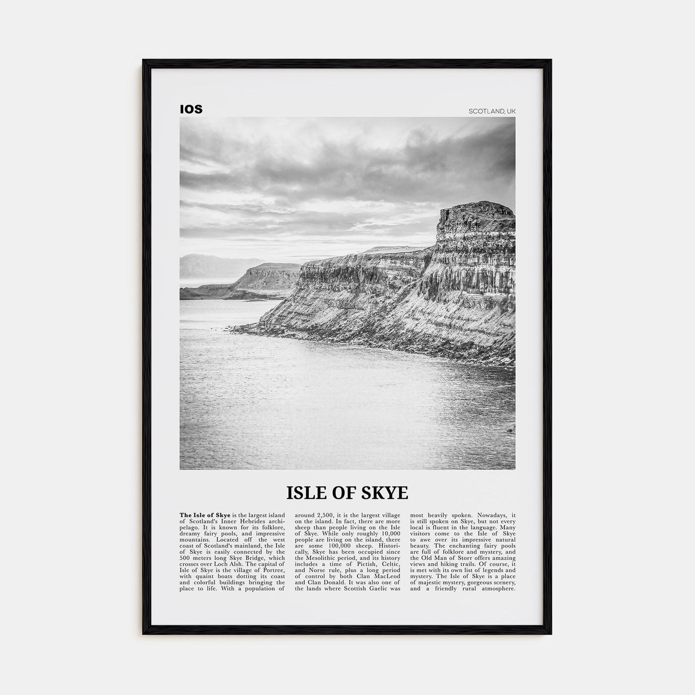 Isle of Skye Travel B&W Poster