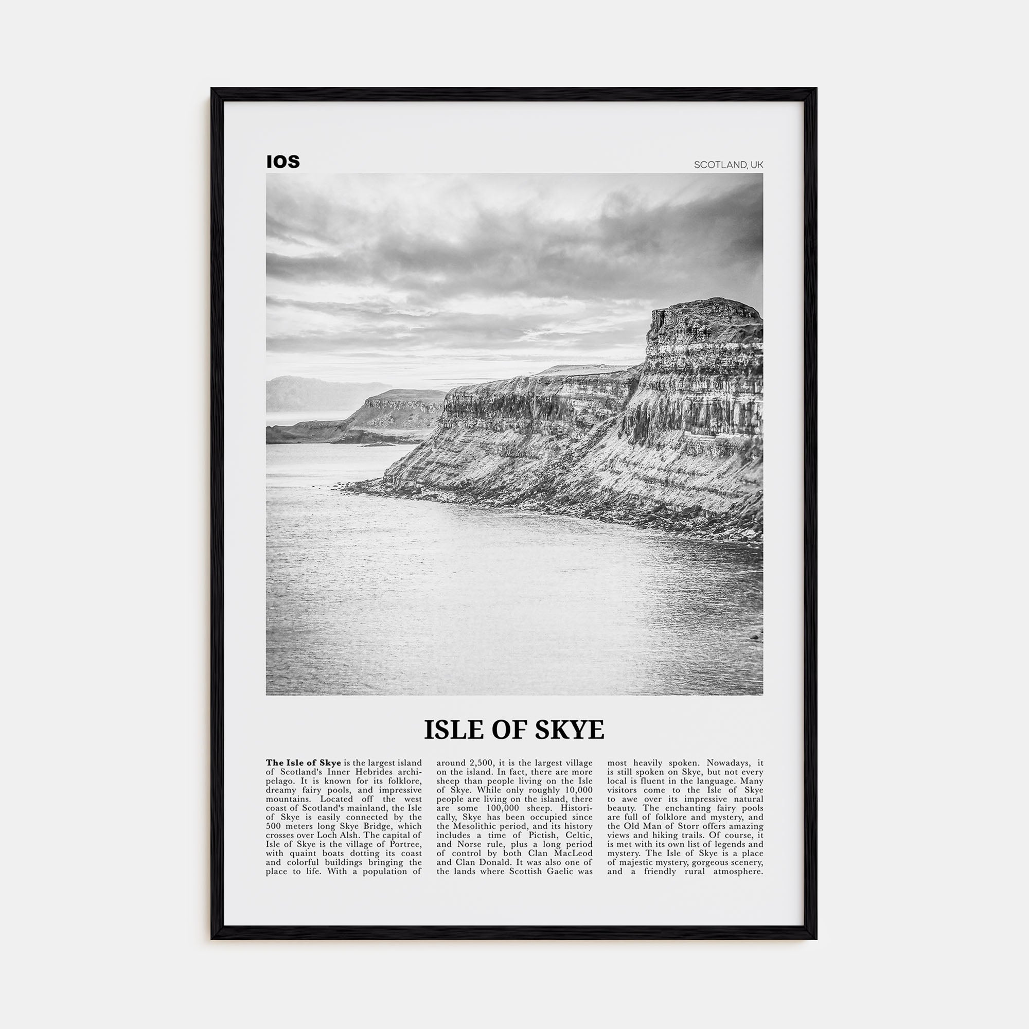 Isle of Skye Travel B&W Poster