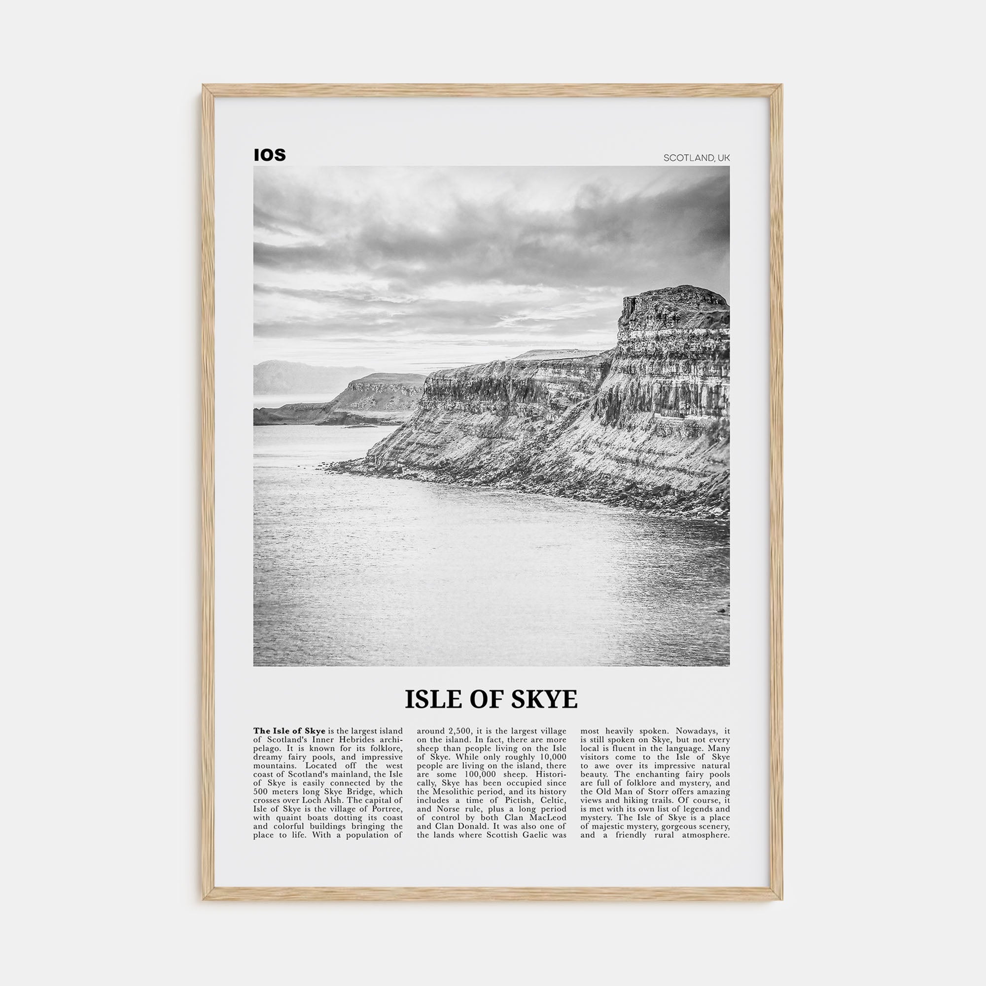Isle of Skye Travel B&W Poster