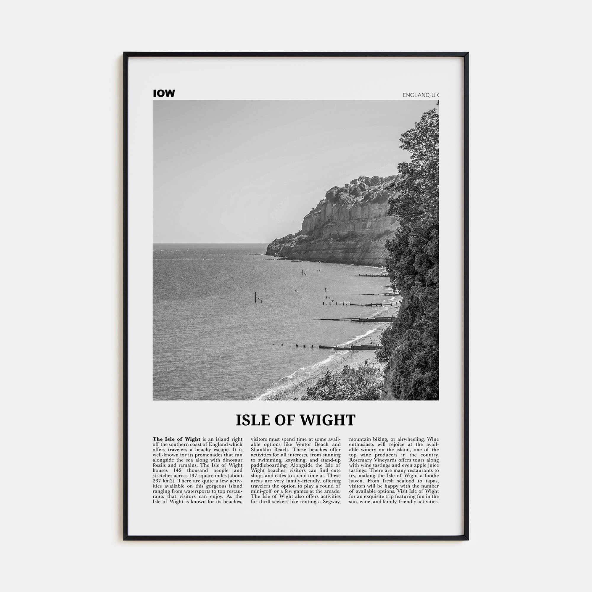 Isle of Wight Travel B&W Poster