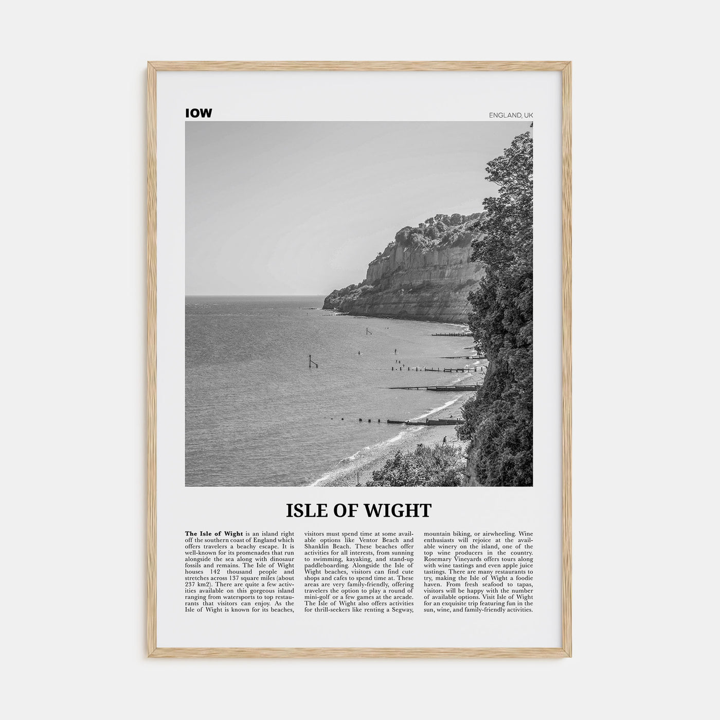 Isle of Wight Travel B&W Poster