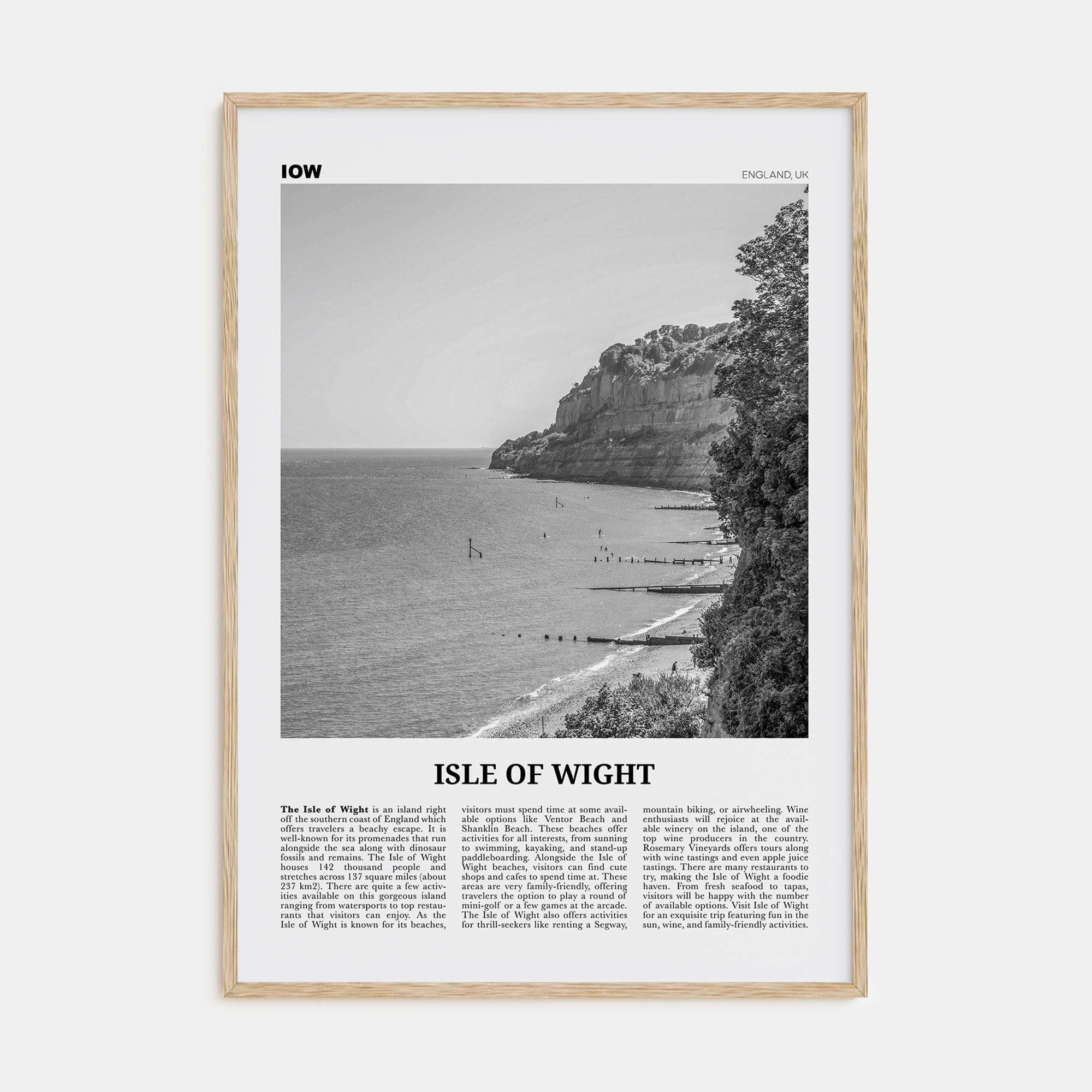 Isle of Wight Travel B&W Poster