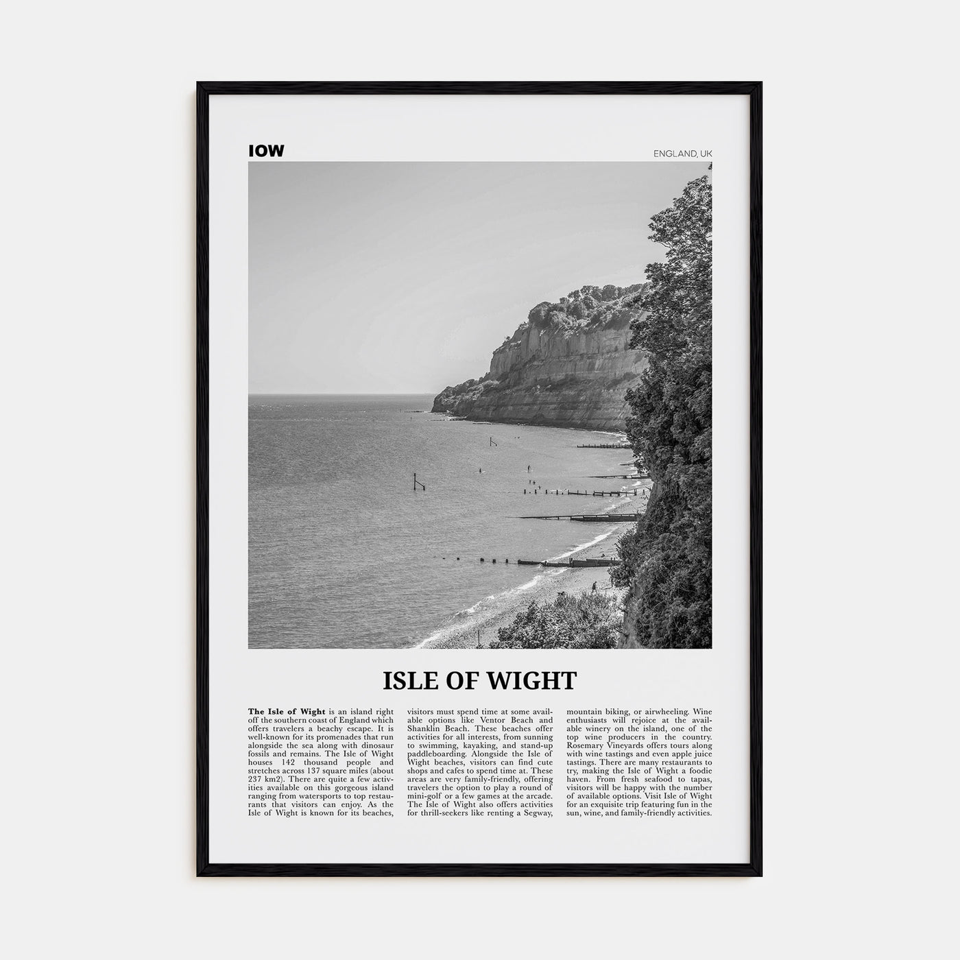 Isle of Wight Travel B&W Poster