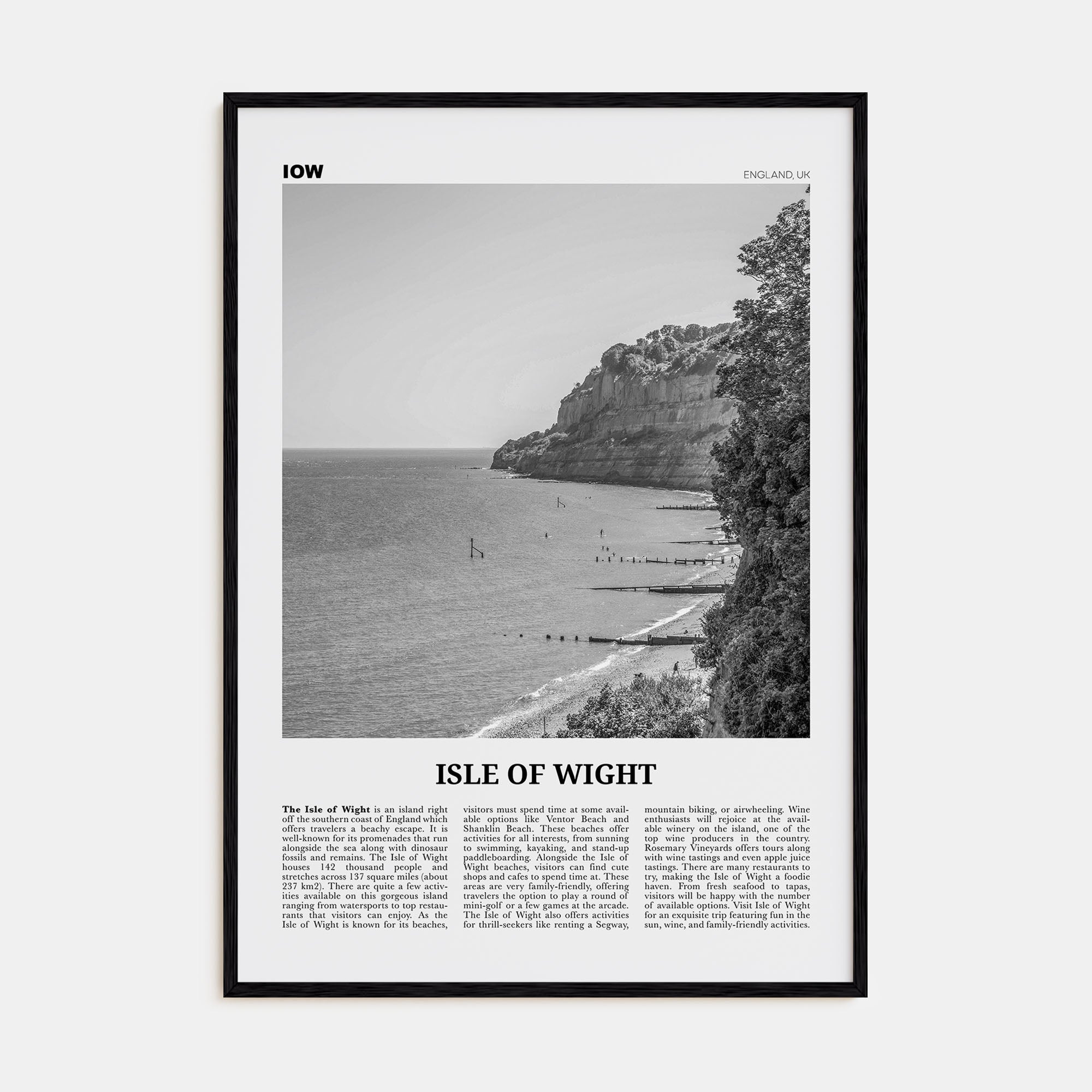 Isle of Wight Travel B&W Poster