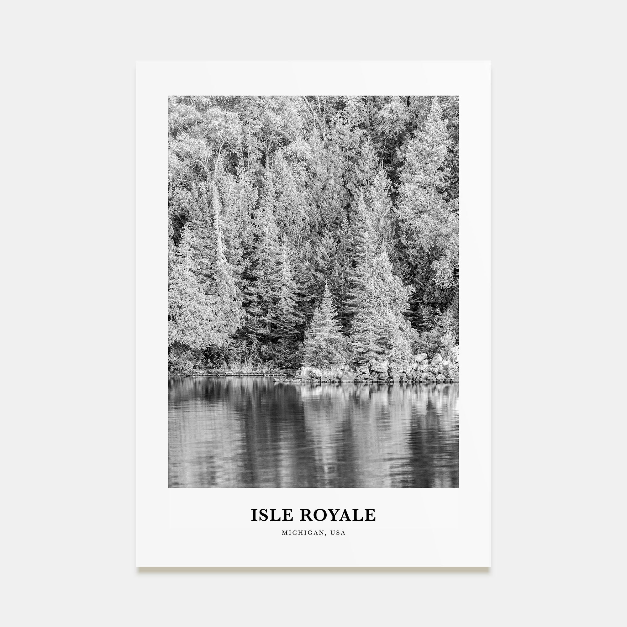 Isle Royale National Park Portrait B&W Poster