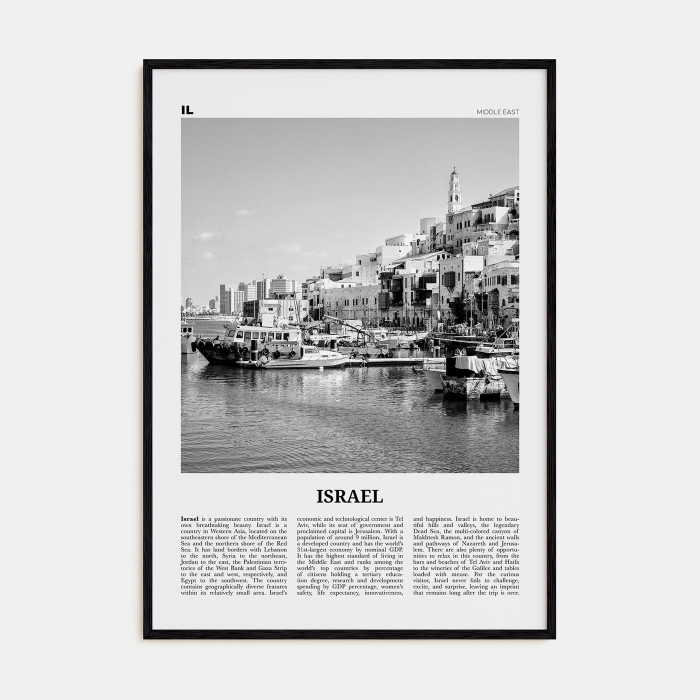 Israel Travel B&W Poster