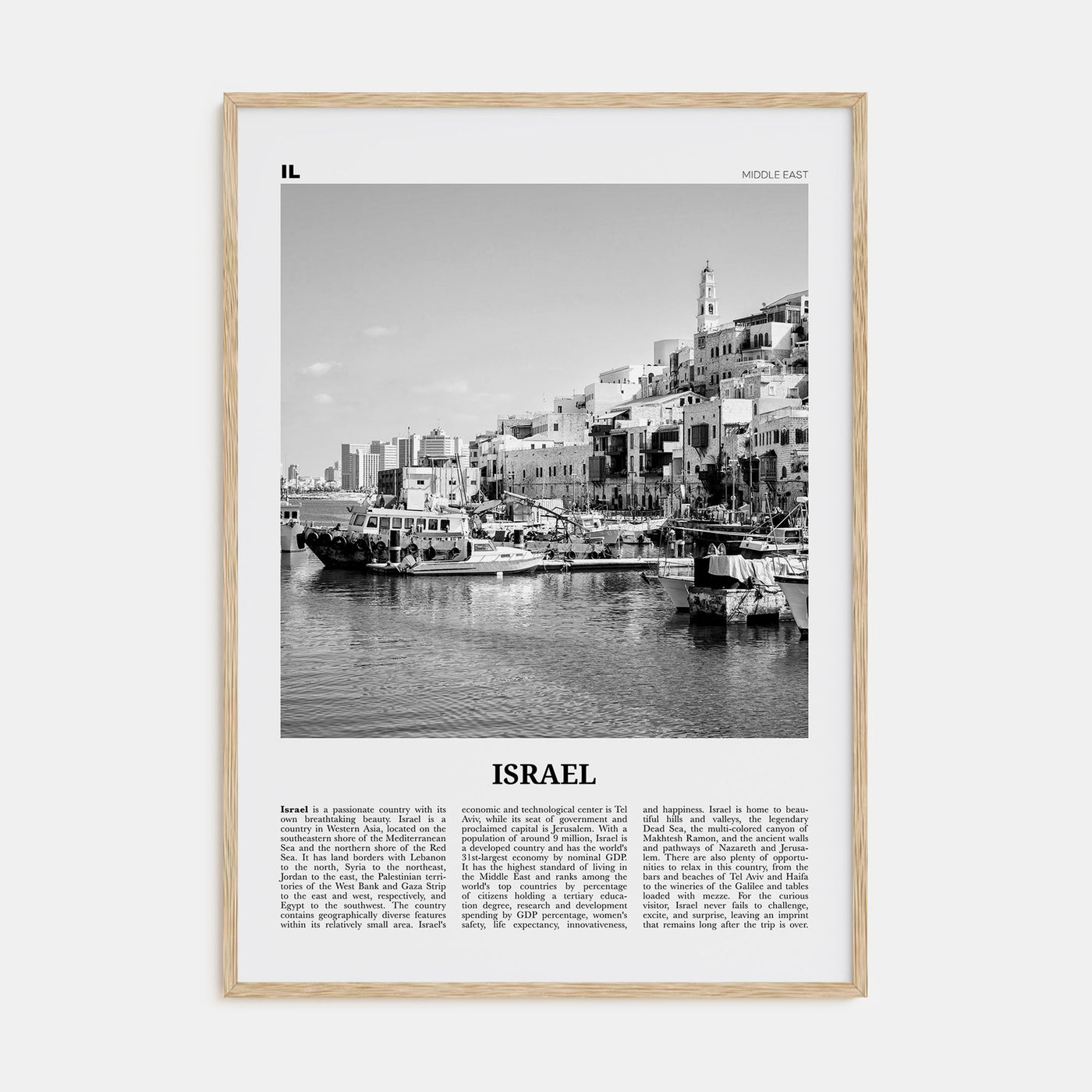 Israel Travel B&W Poster