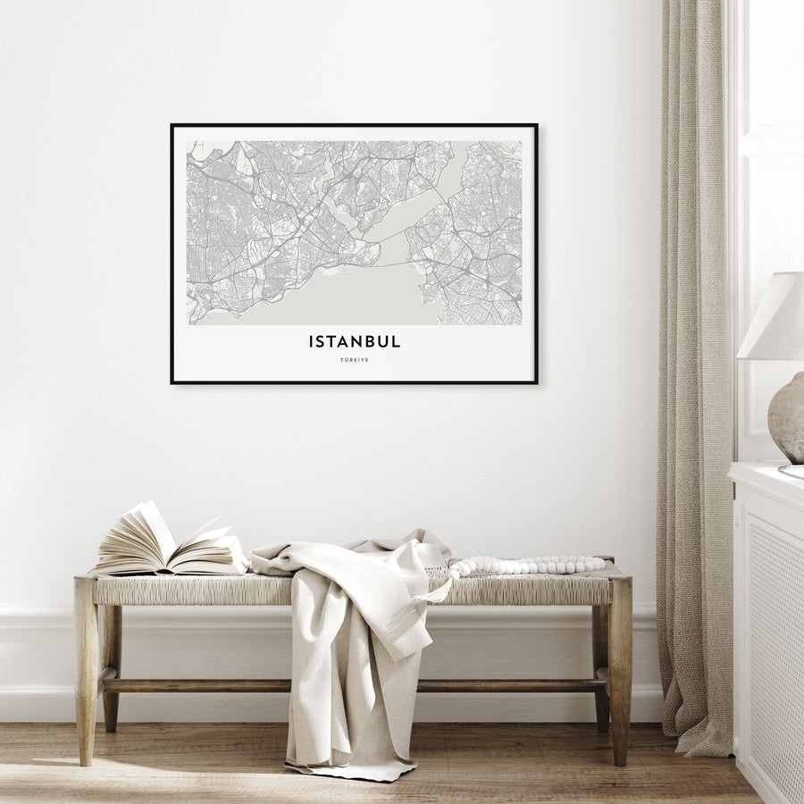 Istanbul Map Landscape Poster