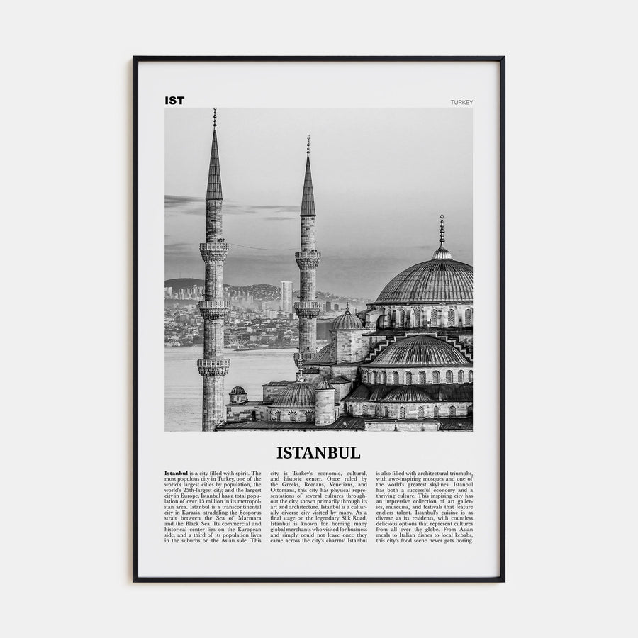 Istanbul Travel B&W No 1 Poster