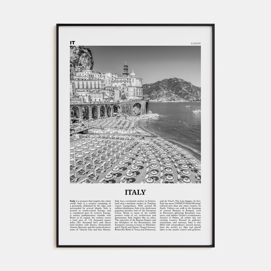 Italy Travel B&W No 2 Poster
