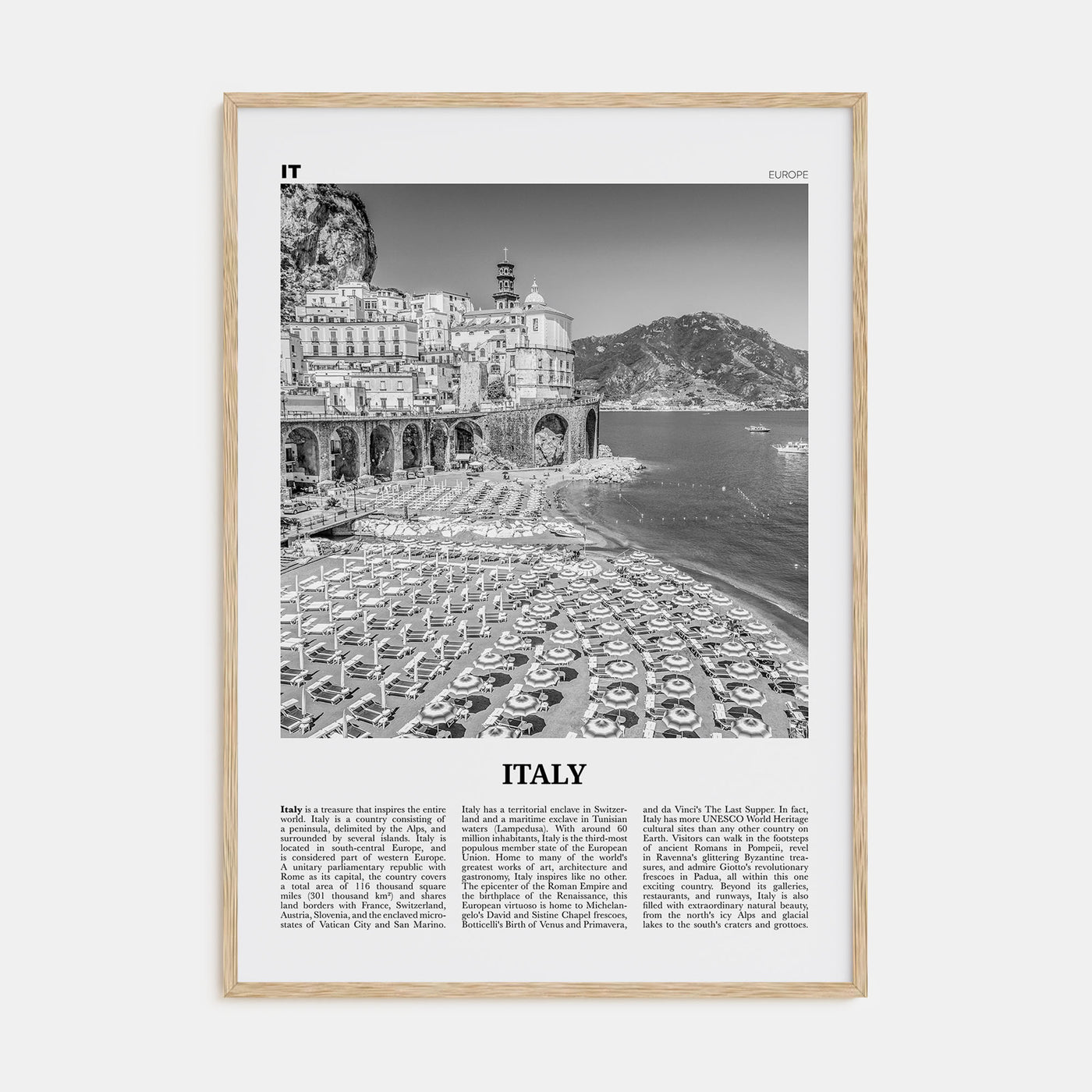 Italy Travel B&W No 2 Poster