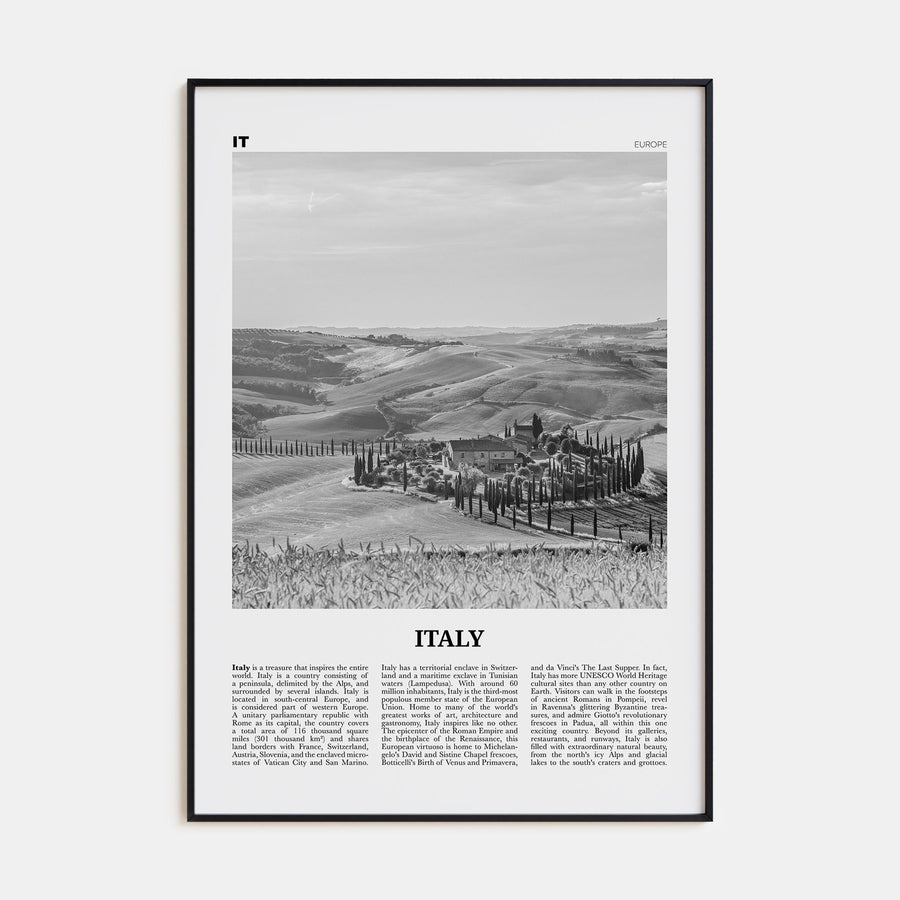 Italy Travel B&W No 3 Poster