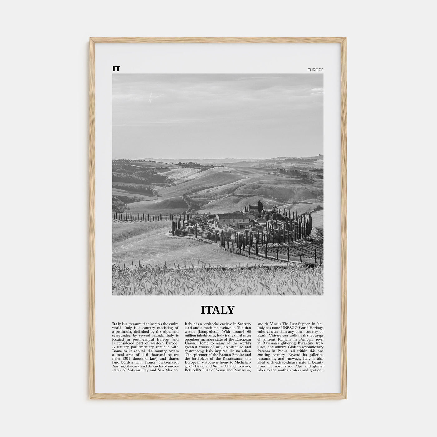 Italy Travel B&W No 3 Poster
