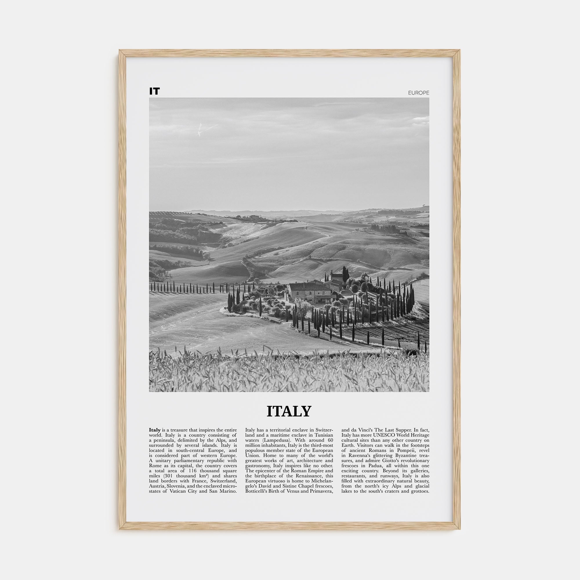 Italy Travel B&W No 3 Poster