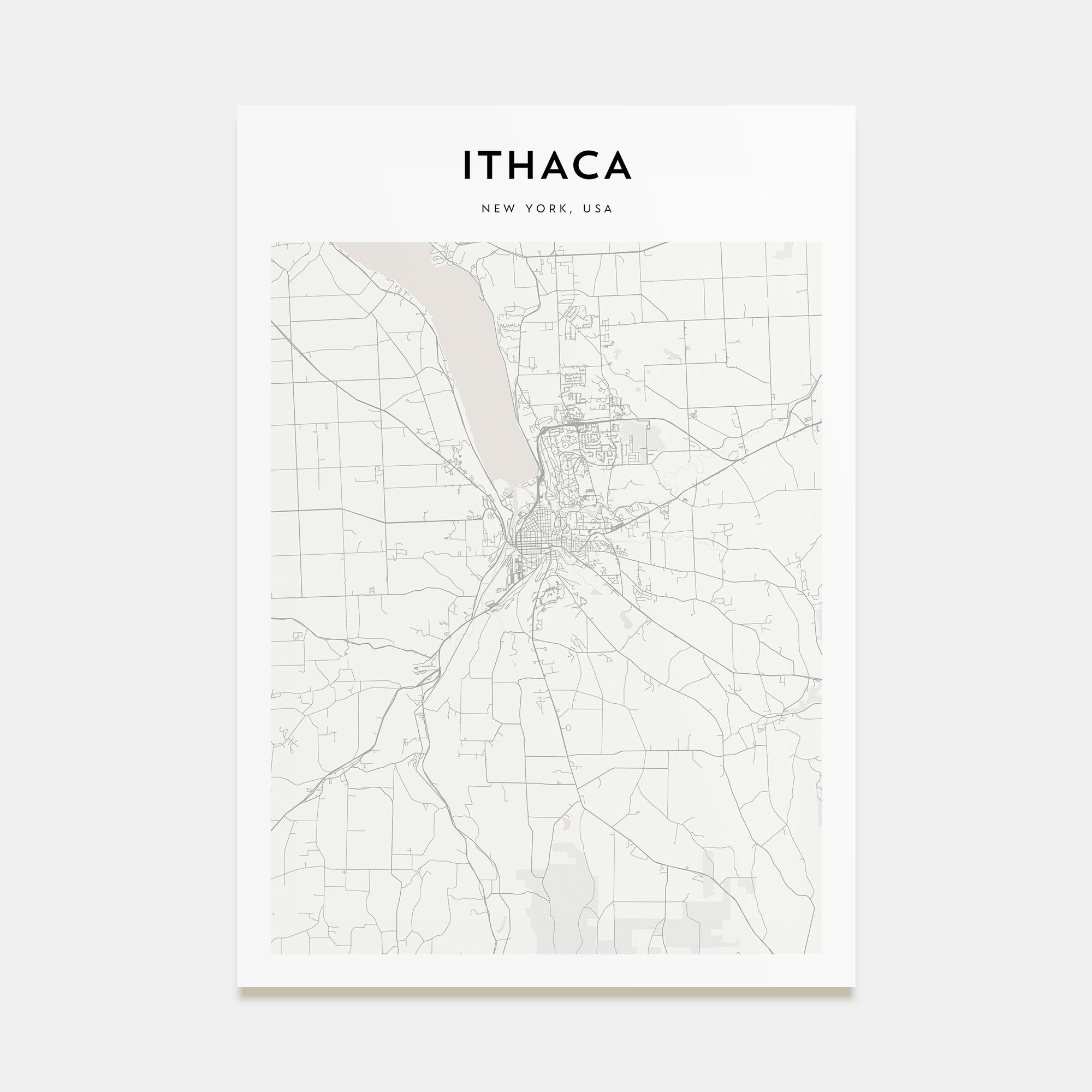 Ithaca Map Portrait Poster