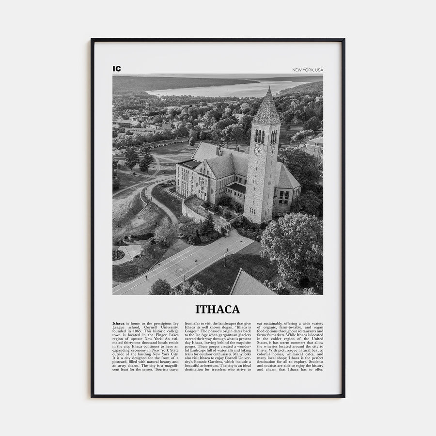 Ithaca Travel B&W Poster