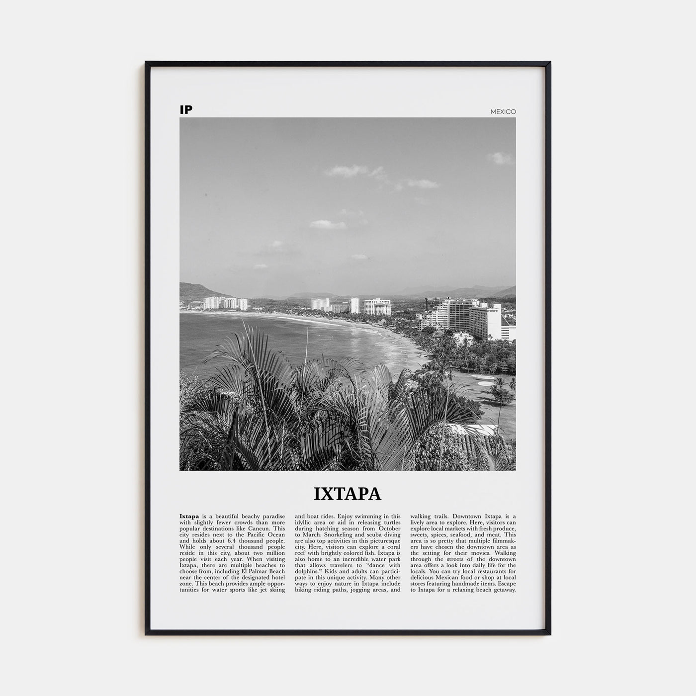 Ixtapa Travel B&W Poster