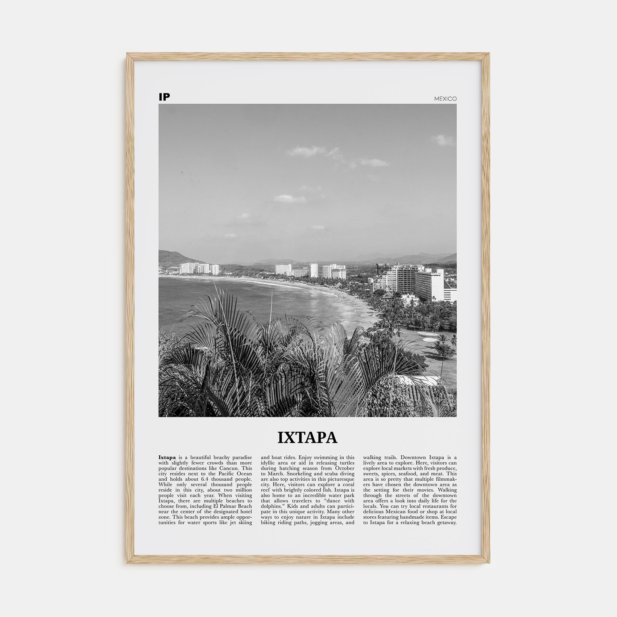 Ixtapa Travel B&W Poster